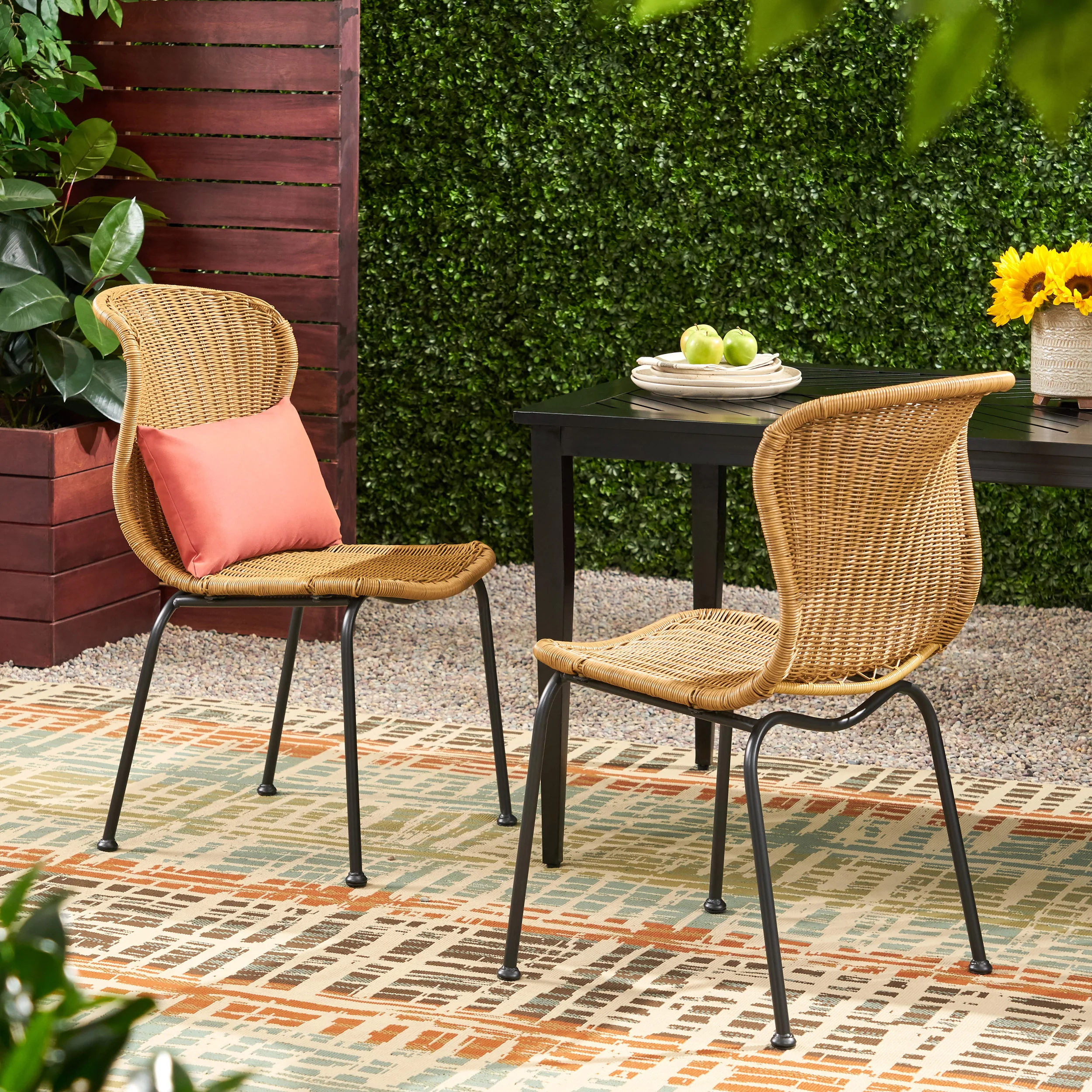 Akim Outdoor Boho Wicker Dining Chair (Set of 2) - furnishings