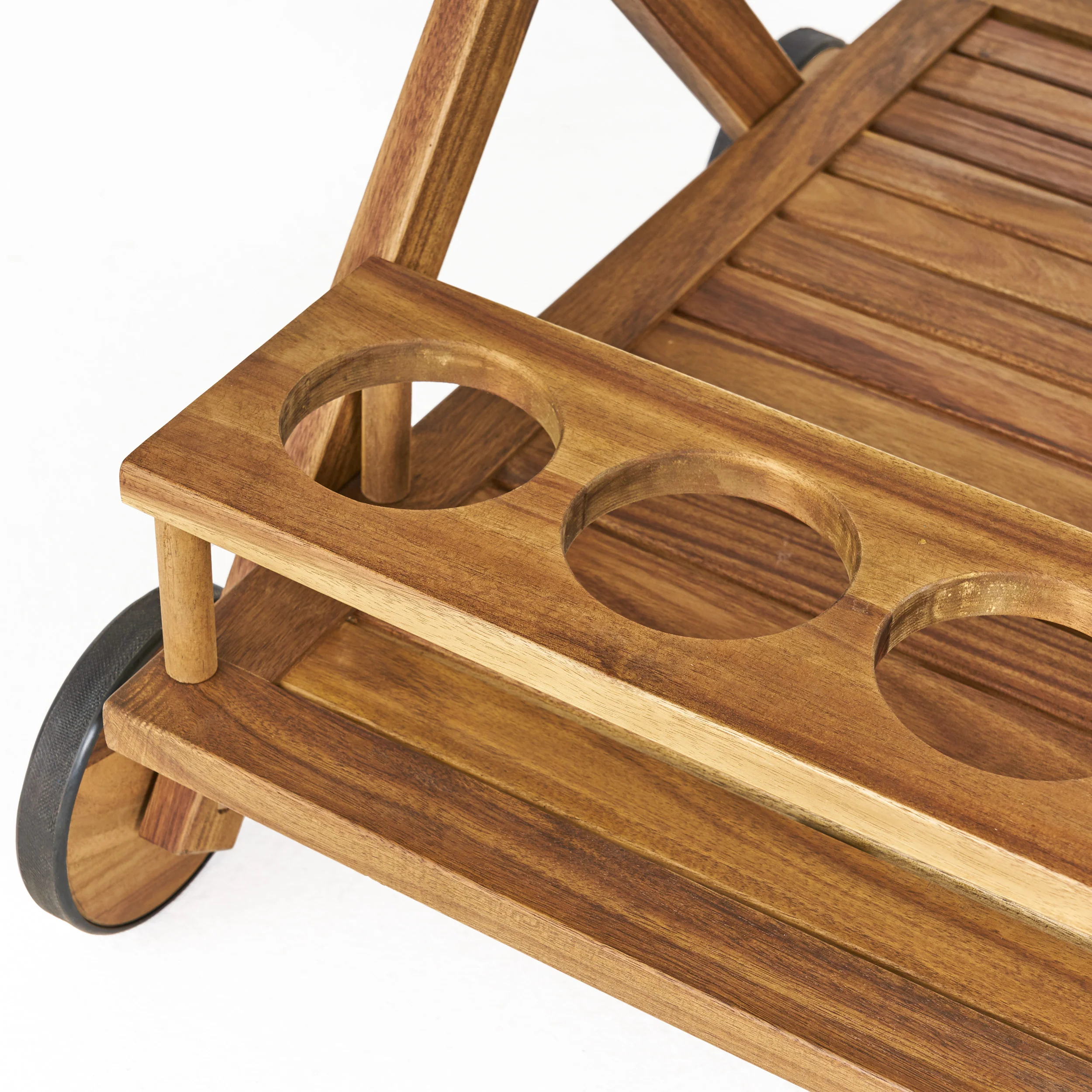 Kadence Natural Wood Stained Kitchen Serving Cart - furnishings