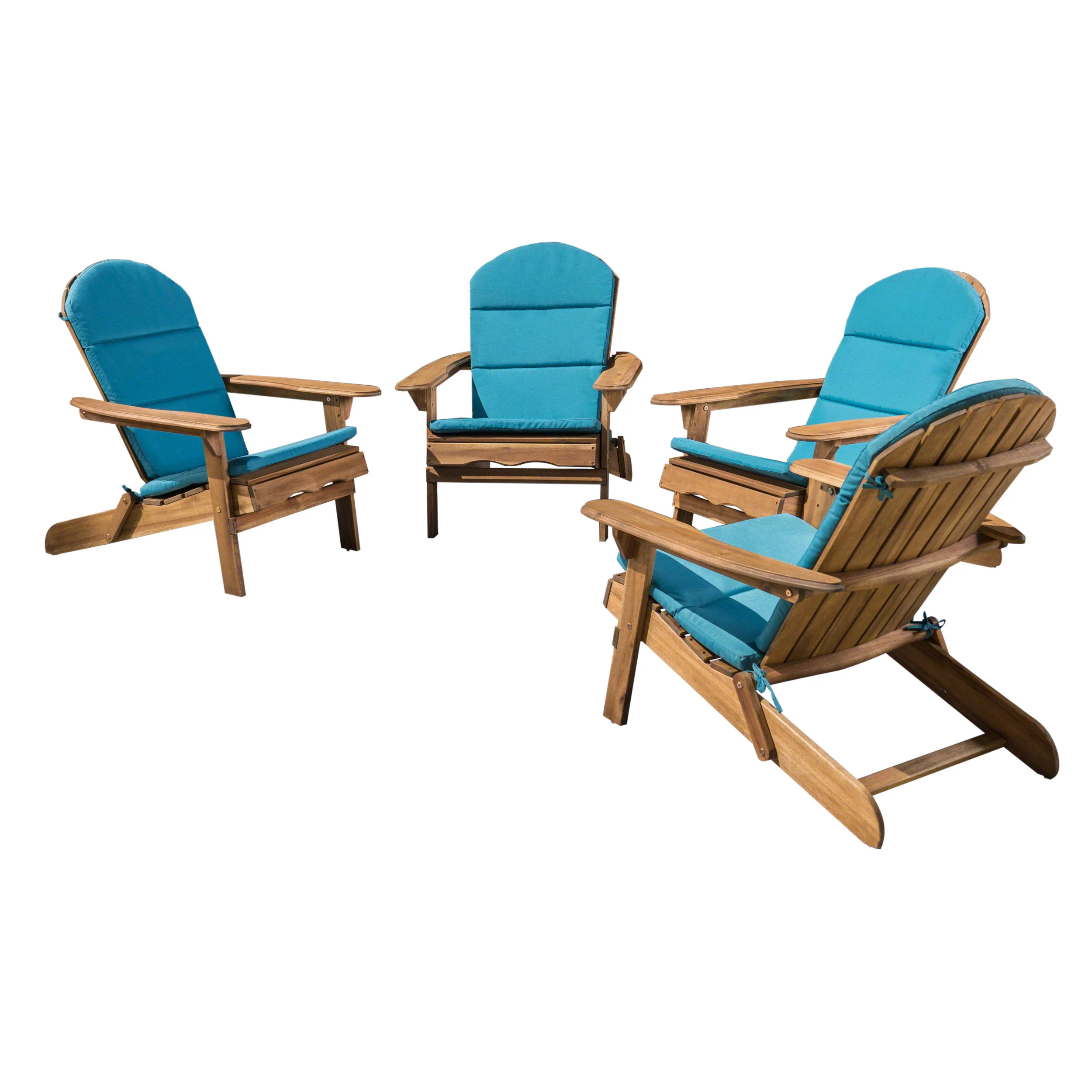 Amenda Outdoor Acacia Wood Folding Adirondack Chairs with Cushions - furnishings