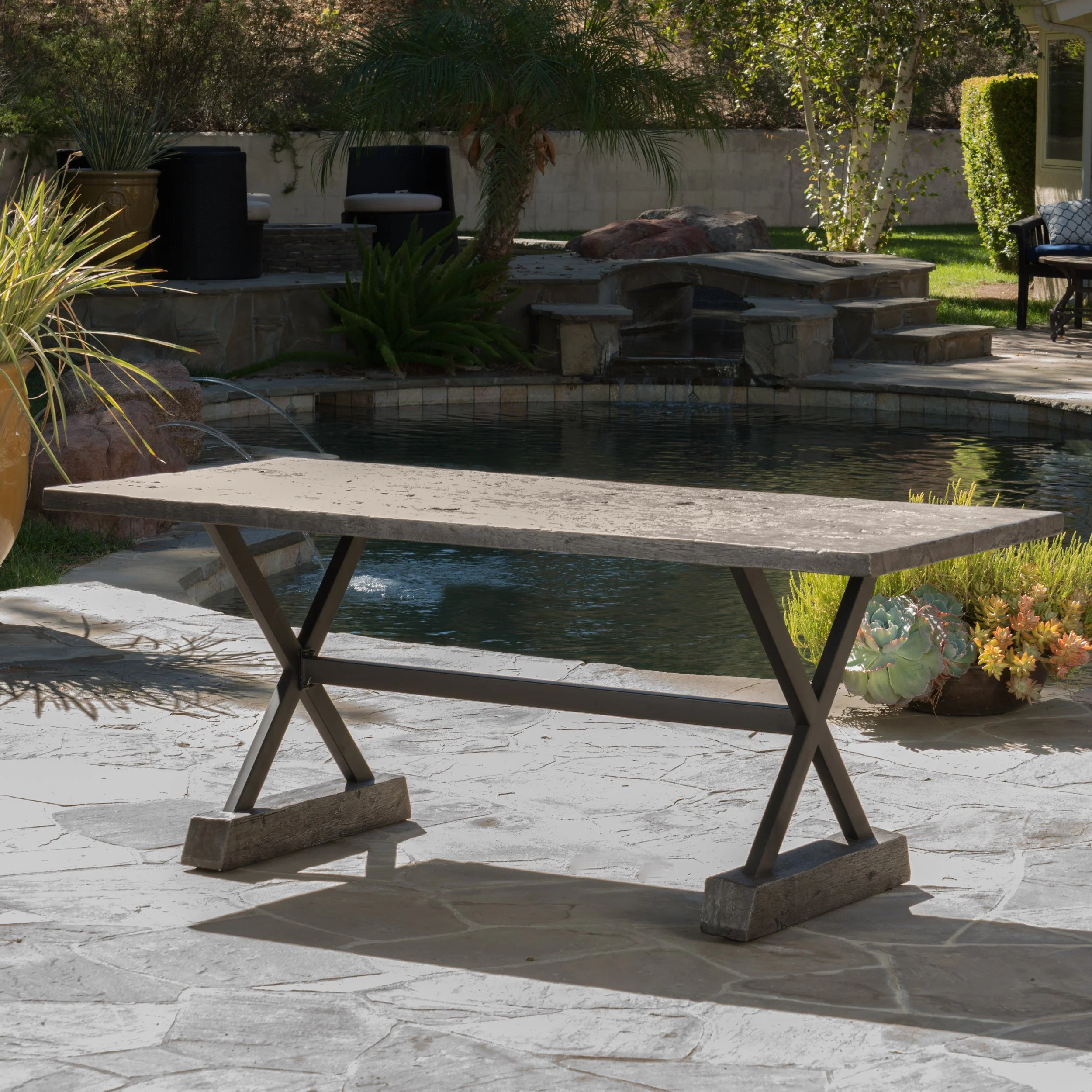 Lavelle Outdoor Lightweight Concrete Dining Table - furnishings