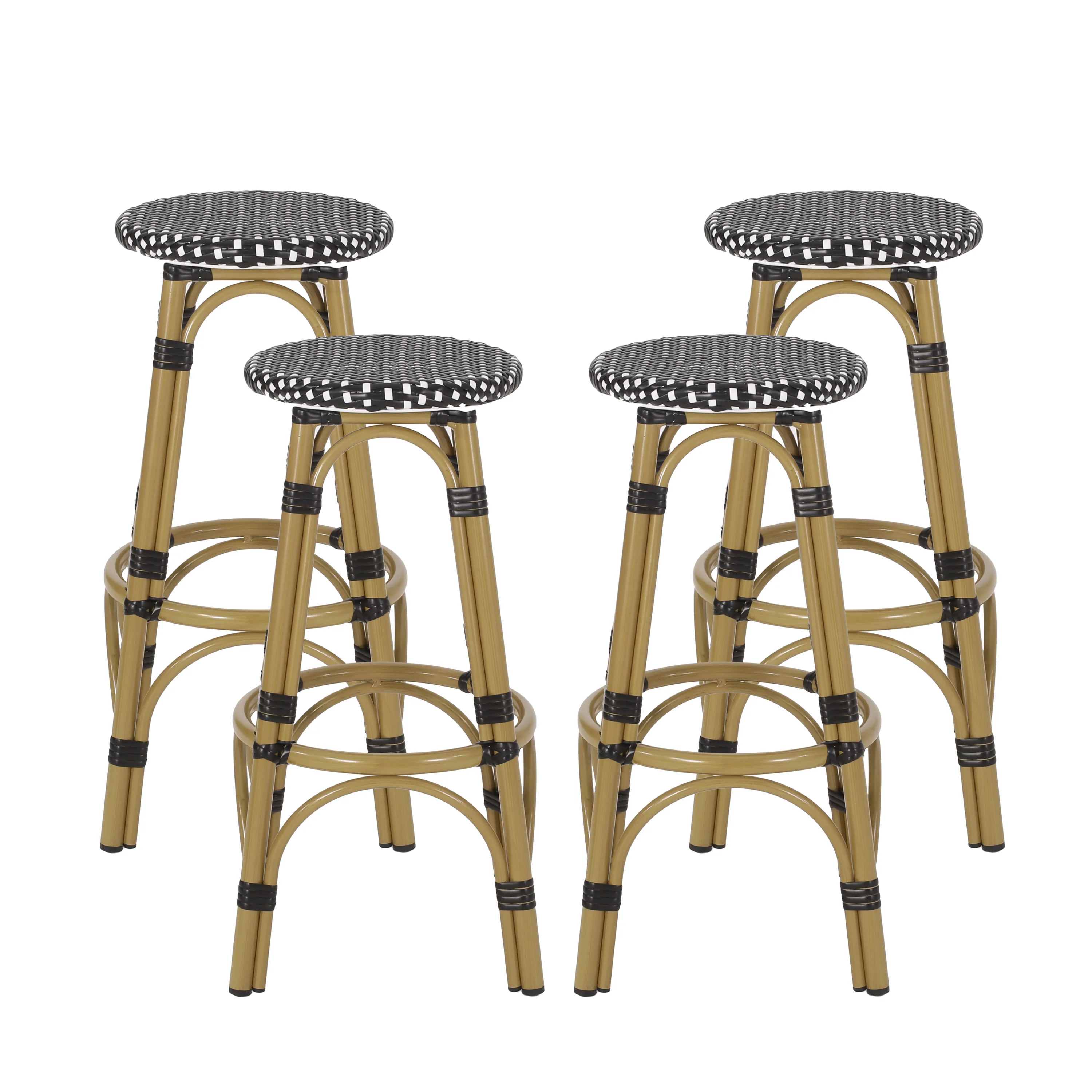 Dohney Outdoor French Aluminum 29.5 Inch Barstools, Set of 4 - furnishings