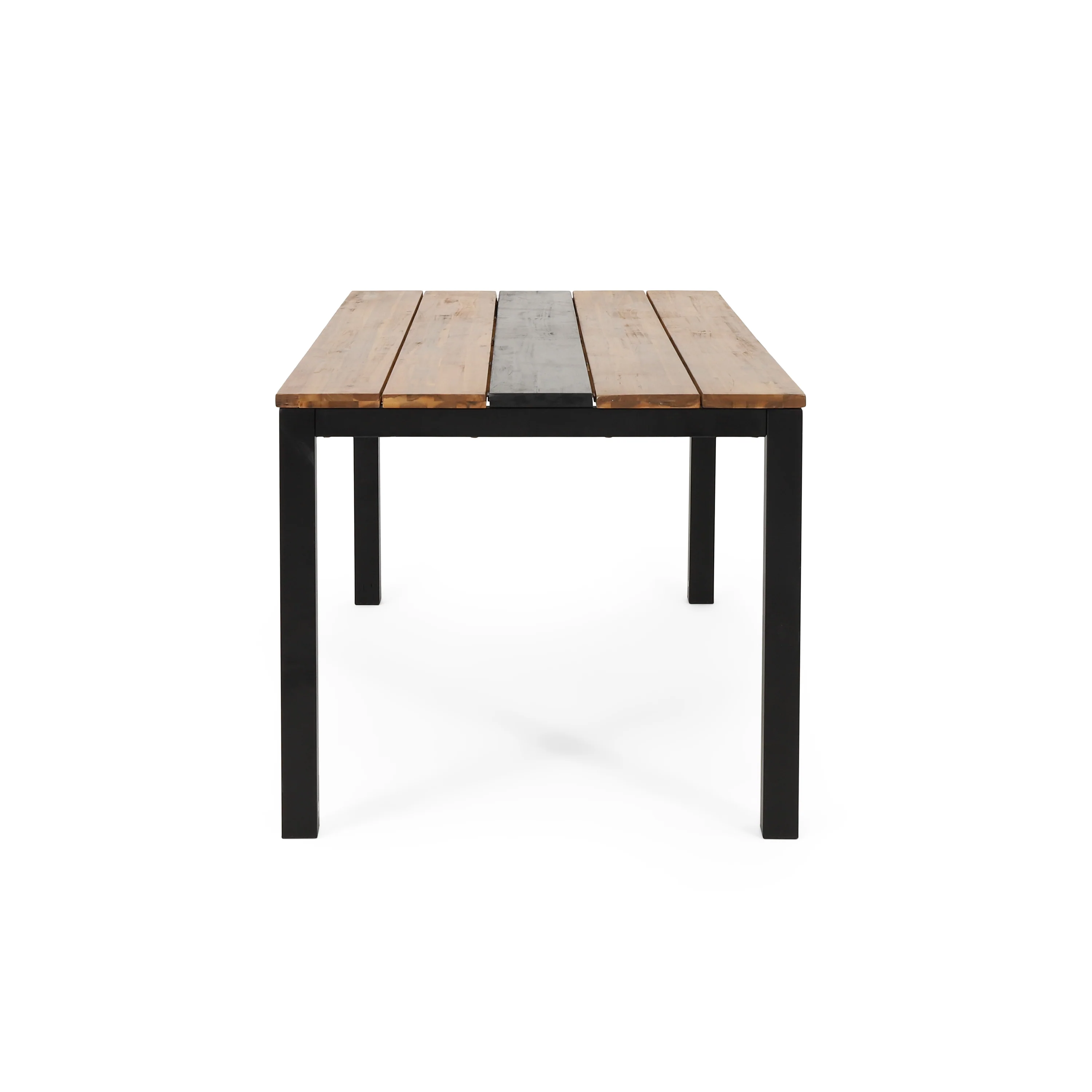 Colcord Outdoor Modern Industrial Acacia Wood Dining Table, Teak and Black - furnishings