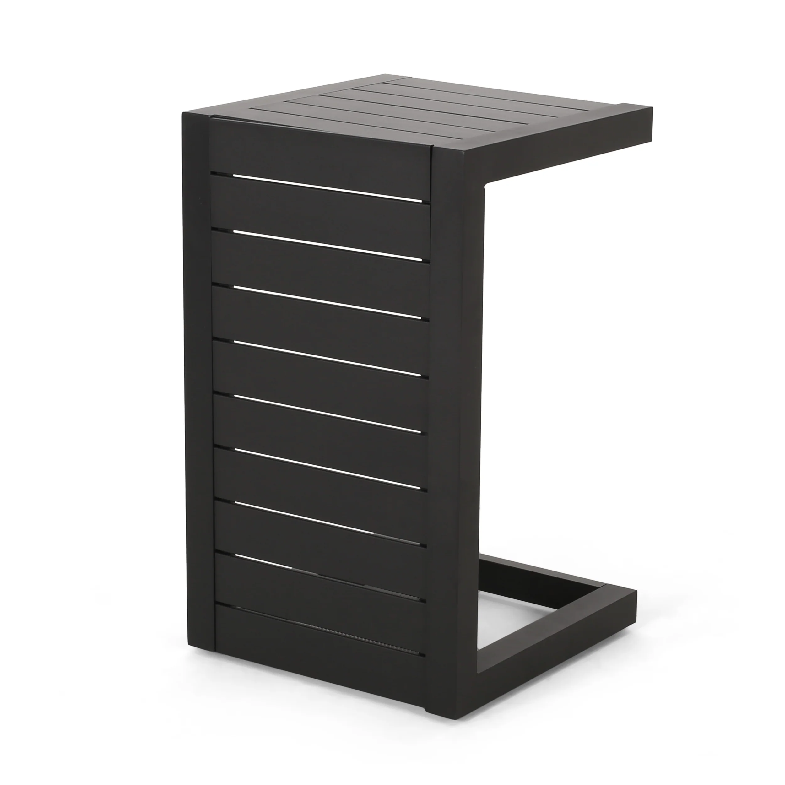 Cherie Outdoor Modern Aluminum C-Shaped End Table - furnishings