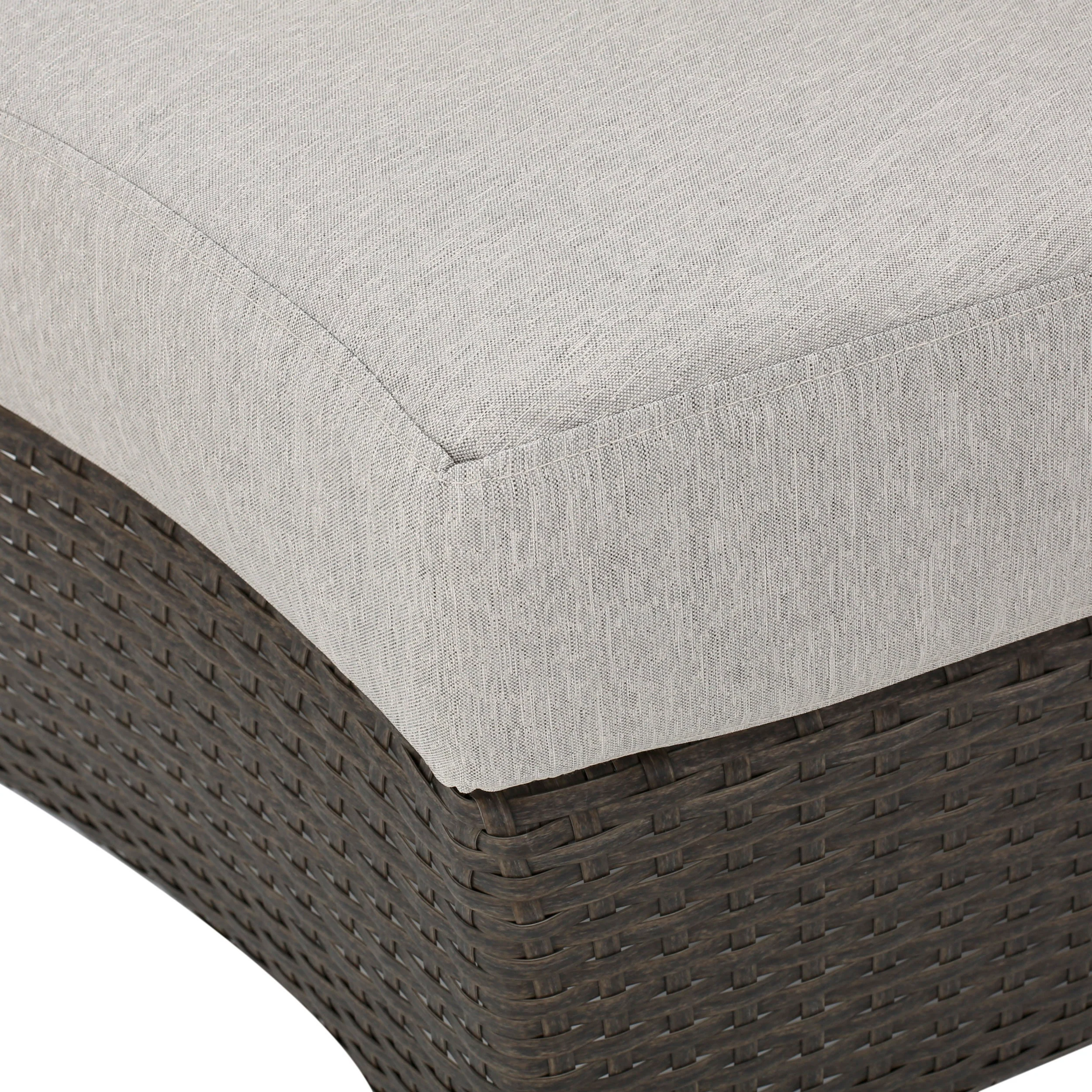 Harper Outdoor Wicker Curved Loveseat Sectional with Cushions - furnishings
