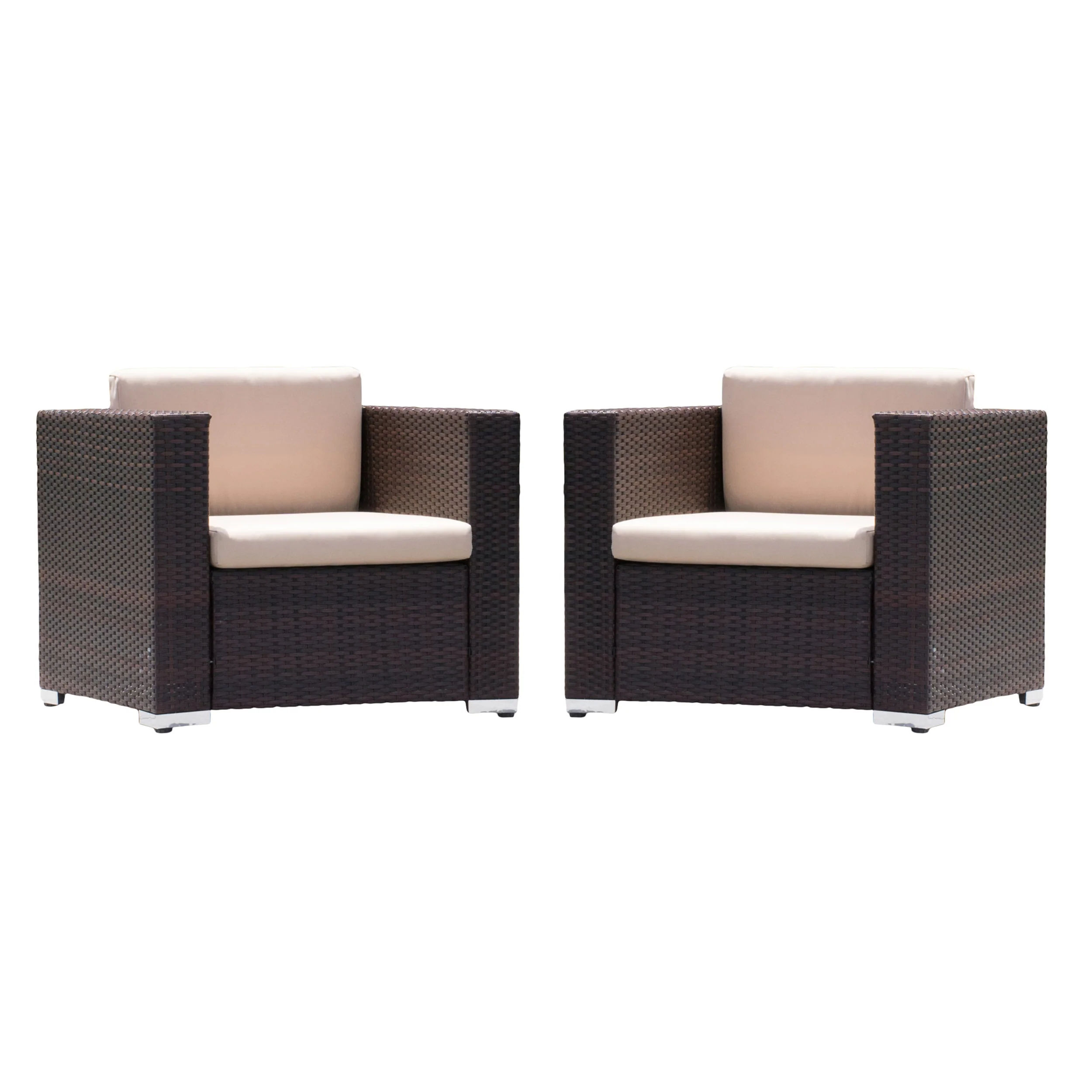 Westlake Outdoor Brown PE Wicker Sofa Club Chairs (Set of 2) - furnishings