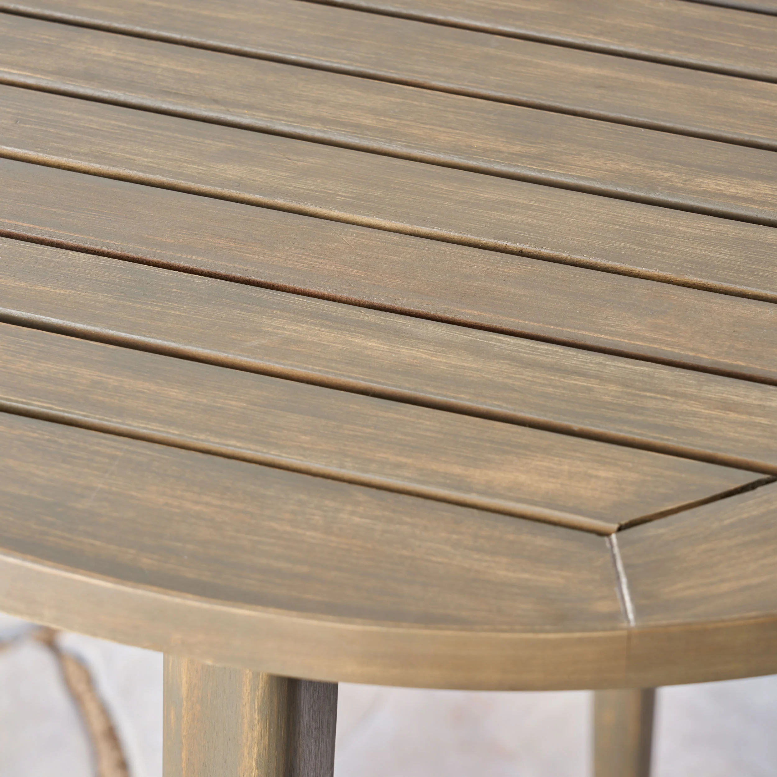 Fitch Outdoor Round Acacia Wood Bistro Table, Gray - furnishings