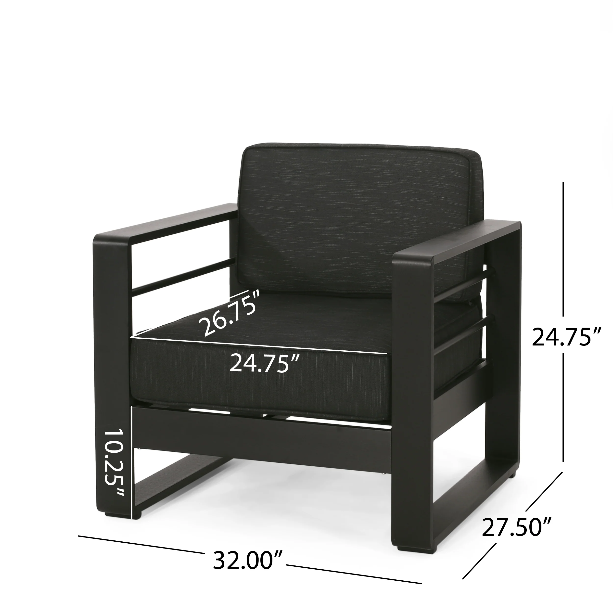 Gadd Outdoor Aluminum Club Chair with Cushions - furnishings