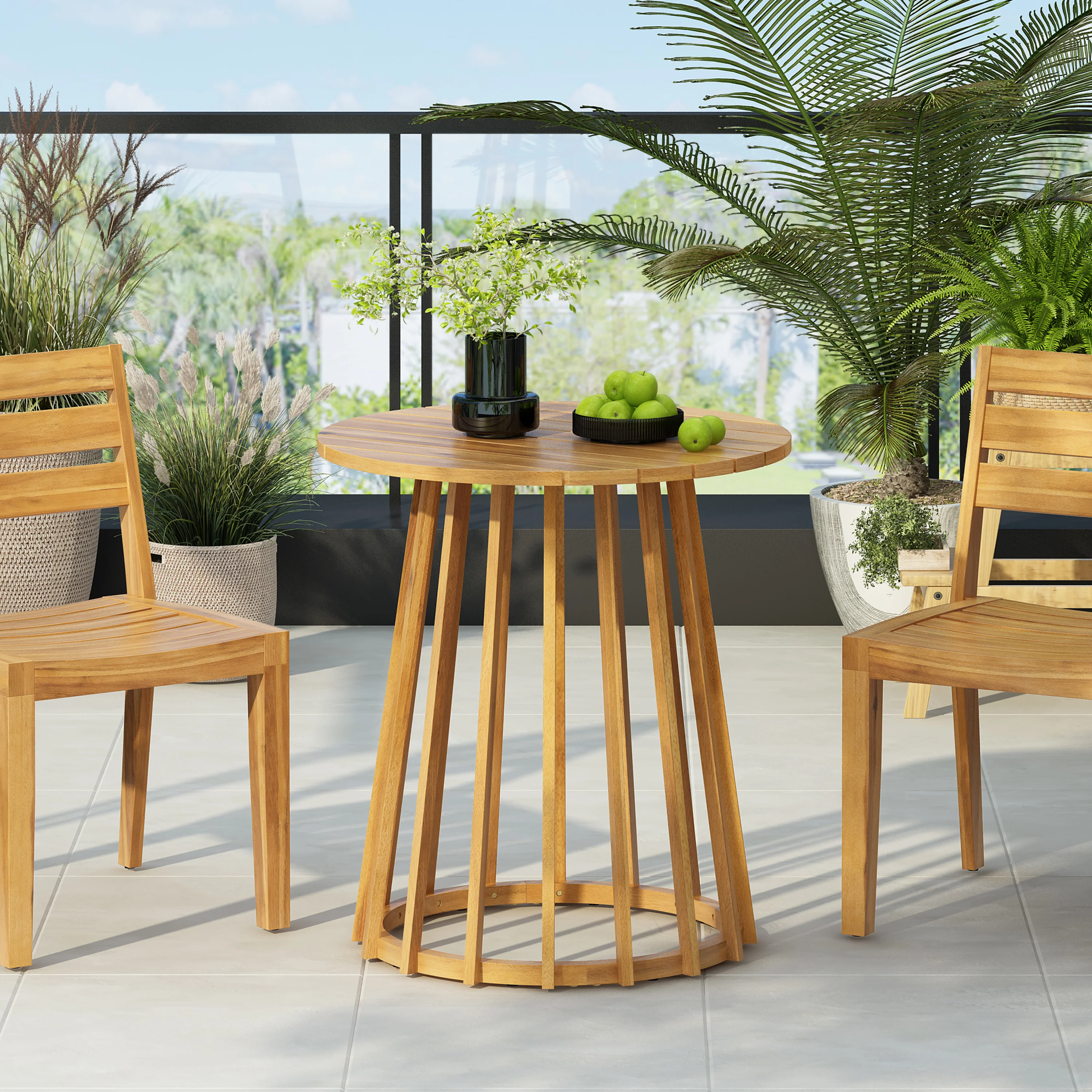 Orione Teak Acacia Wood Outdoor Patio Bistro Table - furnishings