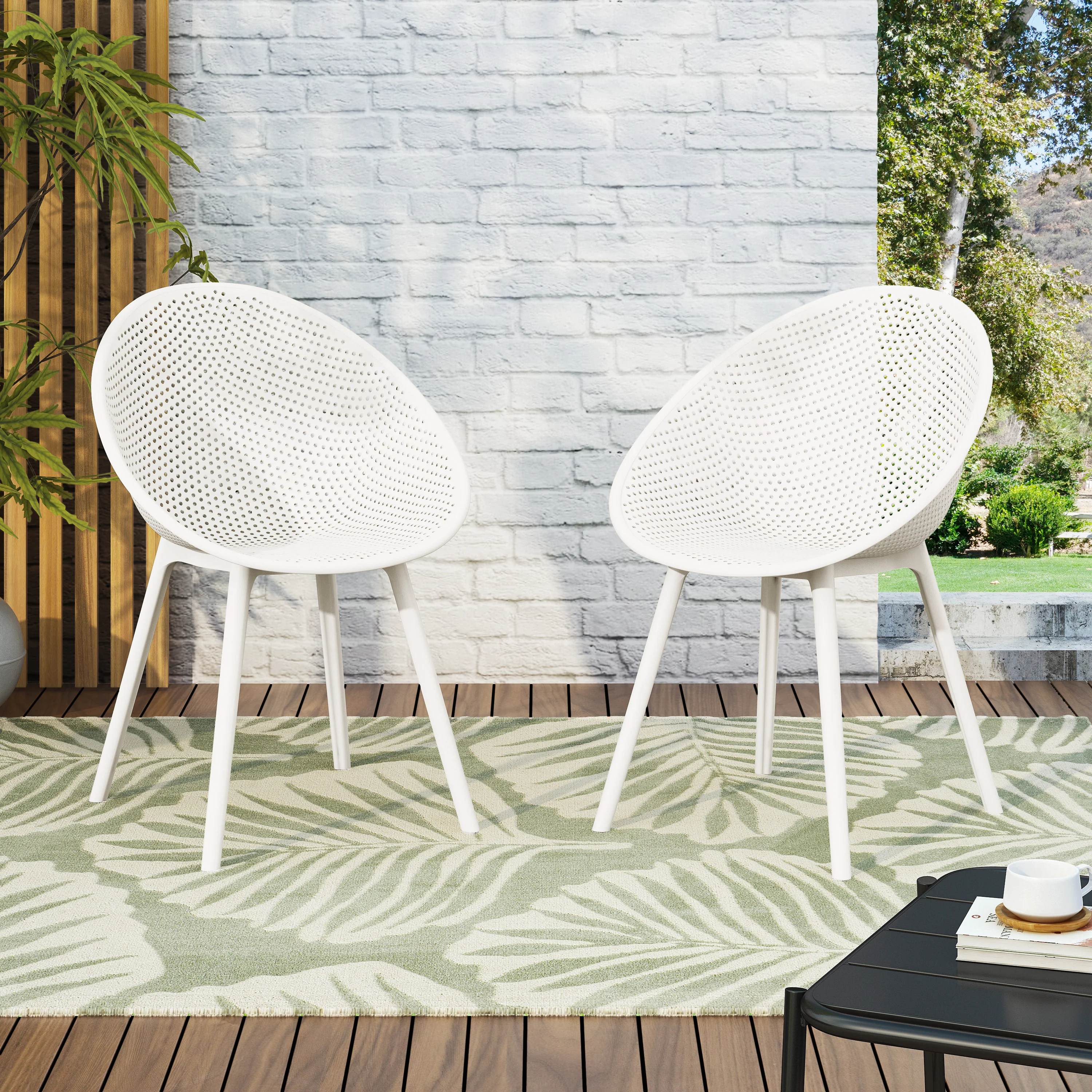 Indoor & Outdoor Polypropelene Plastic Gable Dining Chair, Set of 2 - furnishings