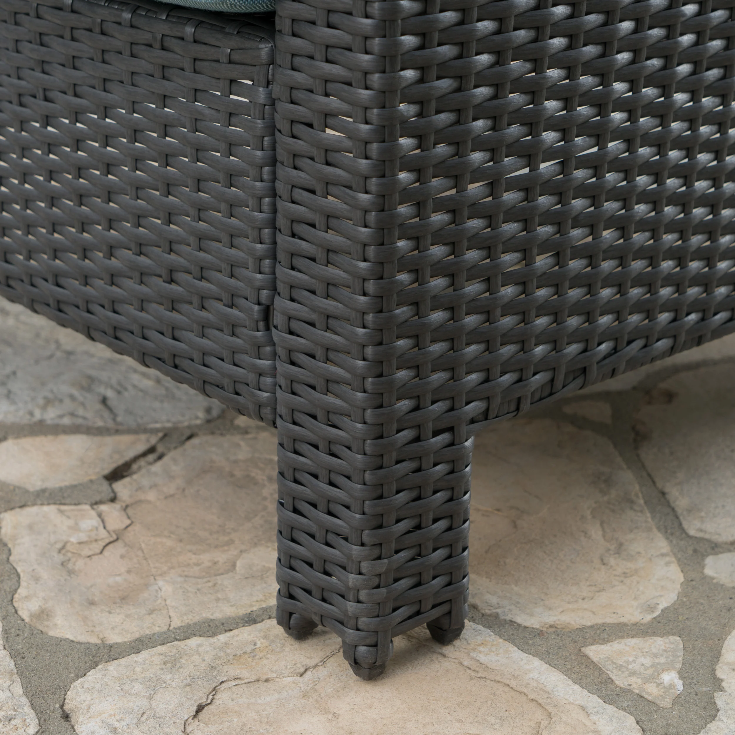Aspen Outdoor 5 Piece Gray Wicker Chat Set with Stone Finished Fire Pit - furnishings