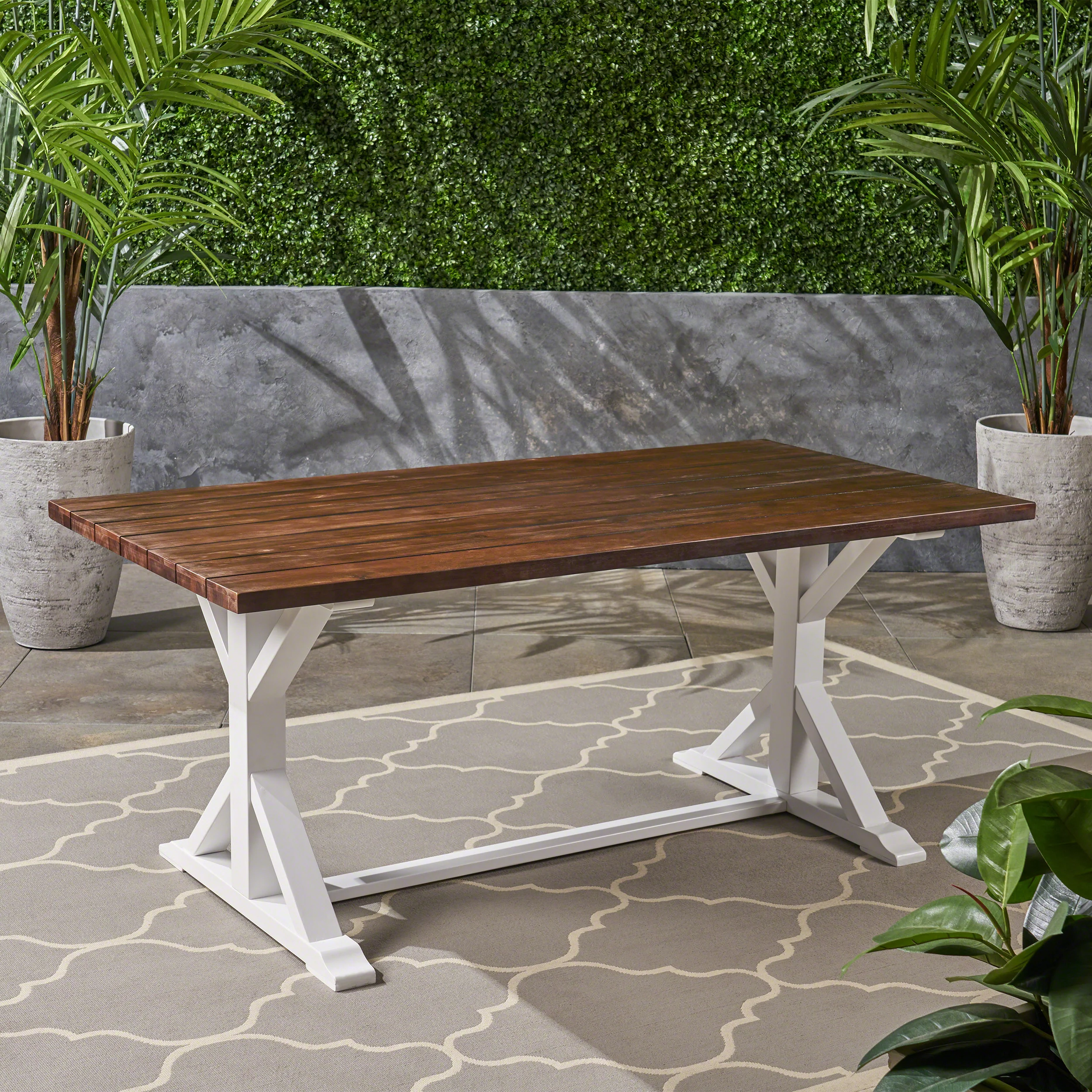 Mayo Outdoor Rustic Farmhouse Acacia Wood Dining Table - furnishings