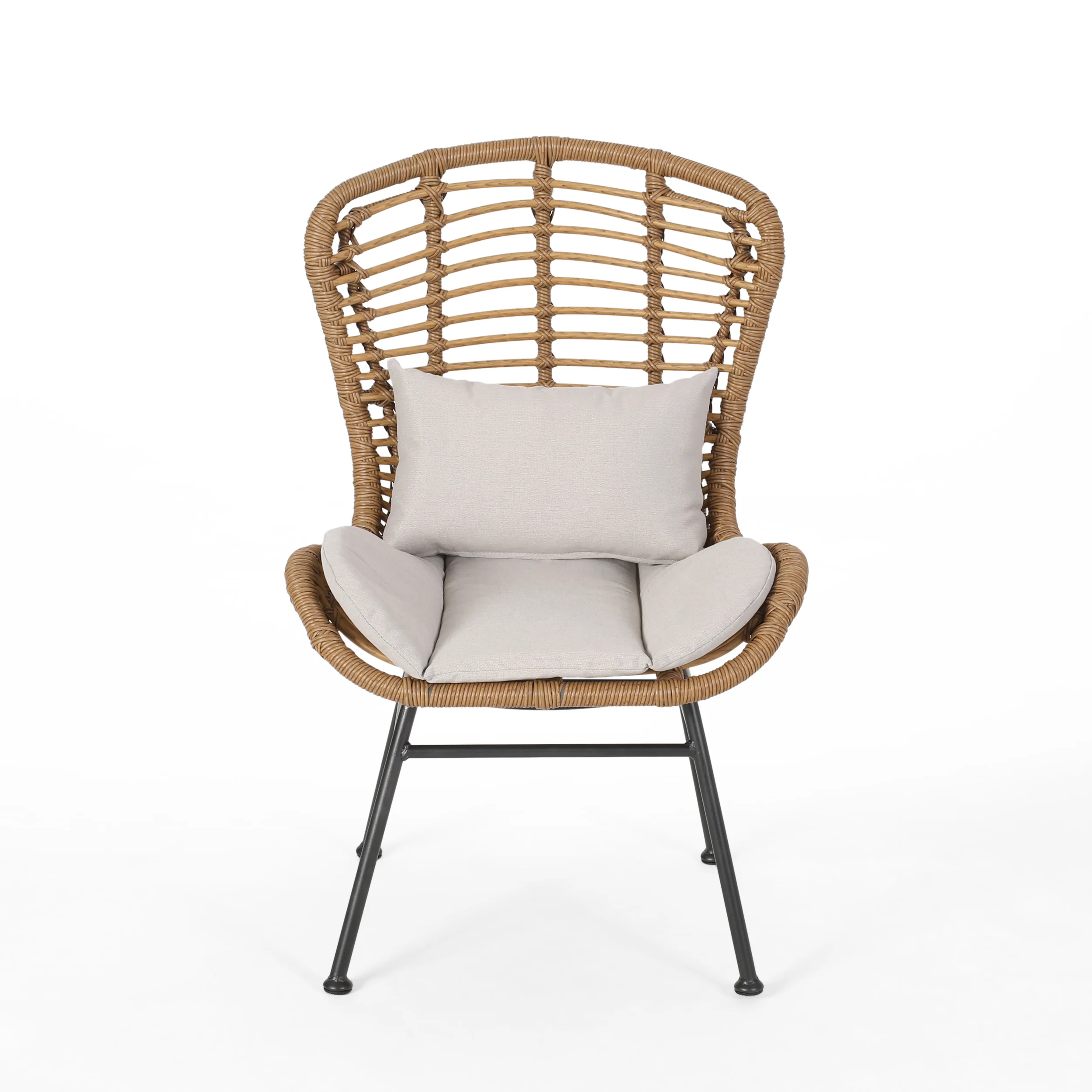 Bellagio Outdoor Modern Boho 2 Seater Wicker Chat Set with Side Table - furnishings