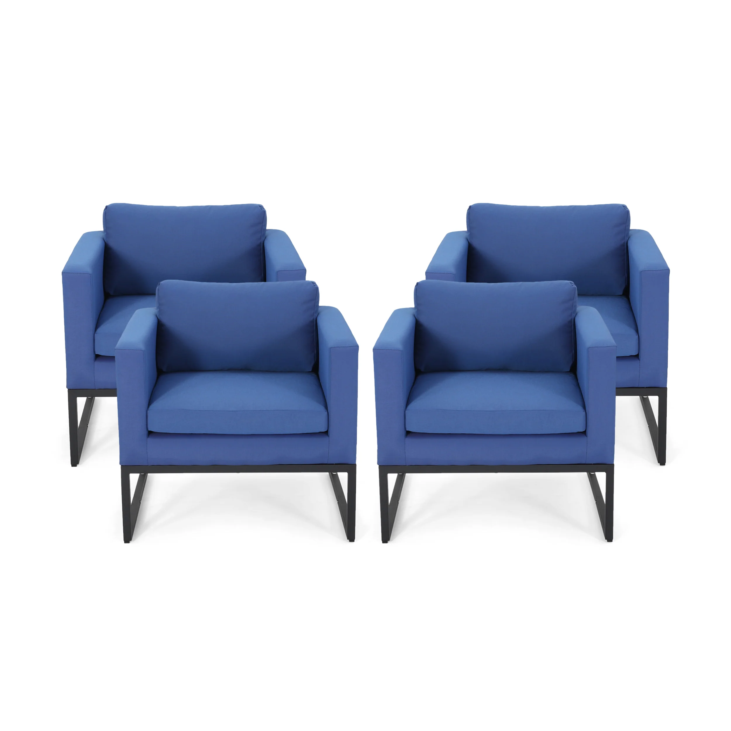 Jacqueline Modern Outdoor Upholstered Club Chair (Set of 4) - furnishings