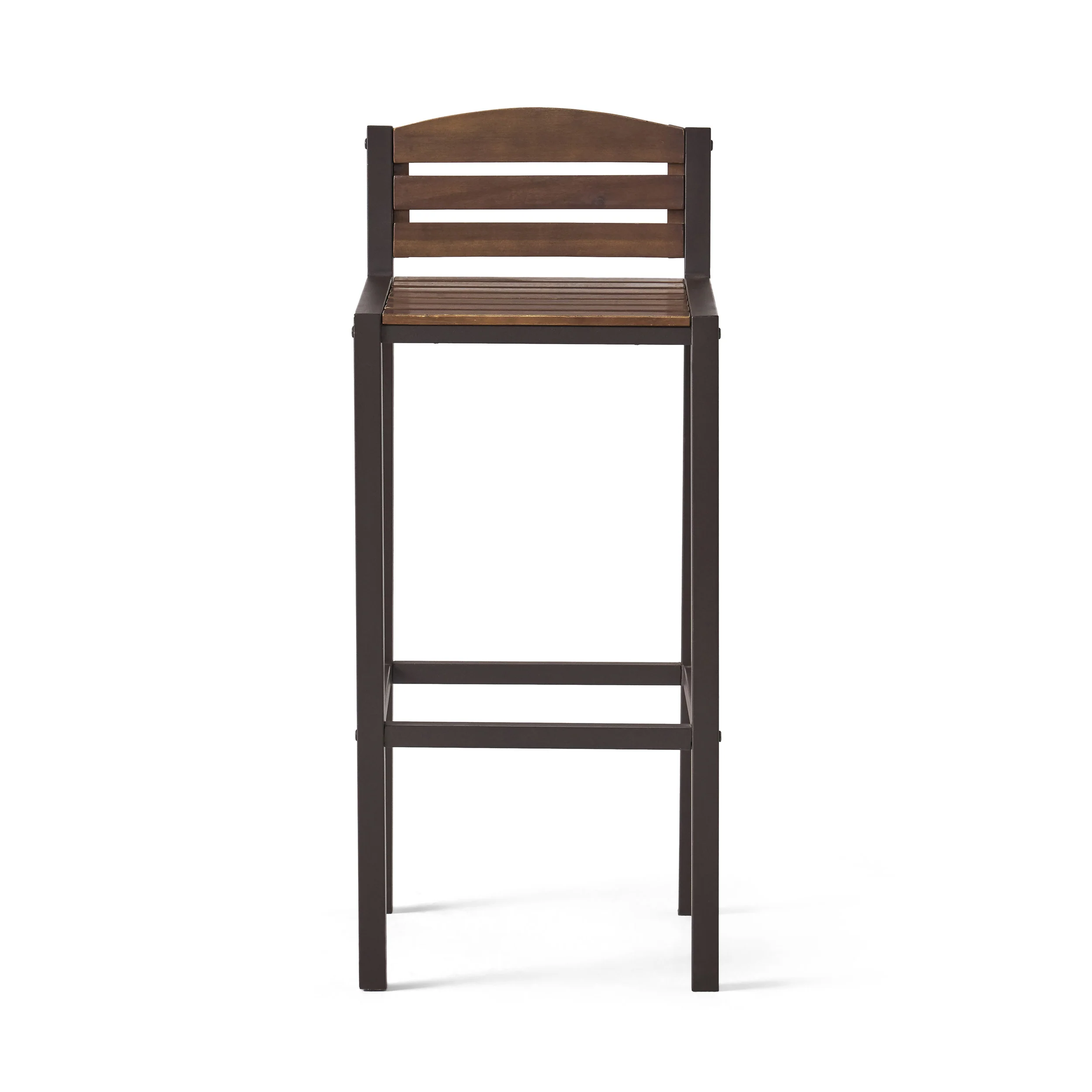 Isabel Acacia Rustic Metal & Dark Brown Wood 30-Inch Barstools (Set of 2) - furnishings