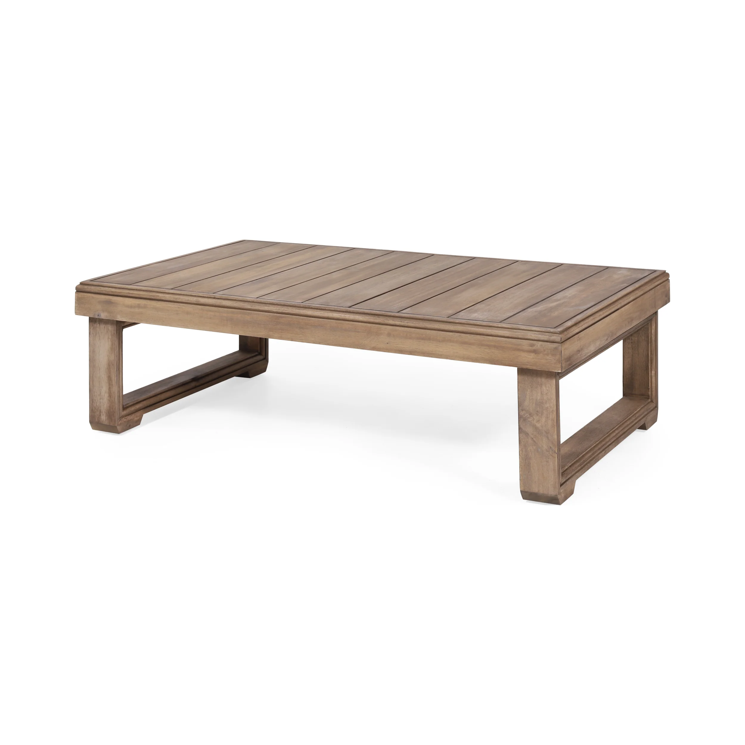 Andrae Outdoor Acacia Wood Loveseat Set with Coffee Table - furnishings