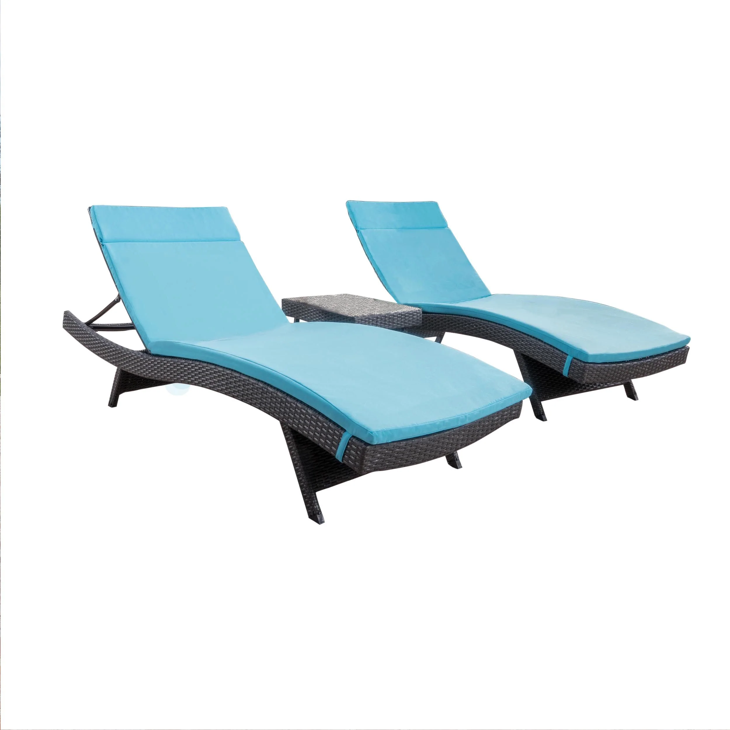 Lakeport 3pc Outdoor Wicker Chaise Lounge Chair & Table Set - furnishings