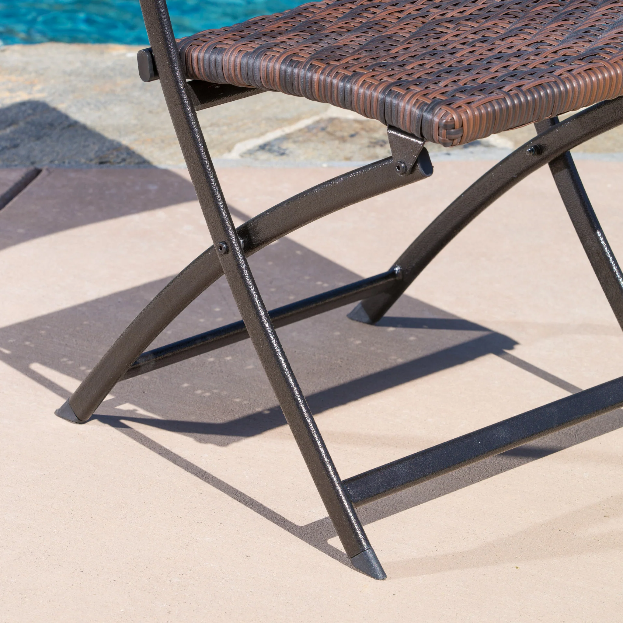 Cantinela 3pc Outdoor Wicker Folding Bistro Set - furnishings