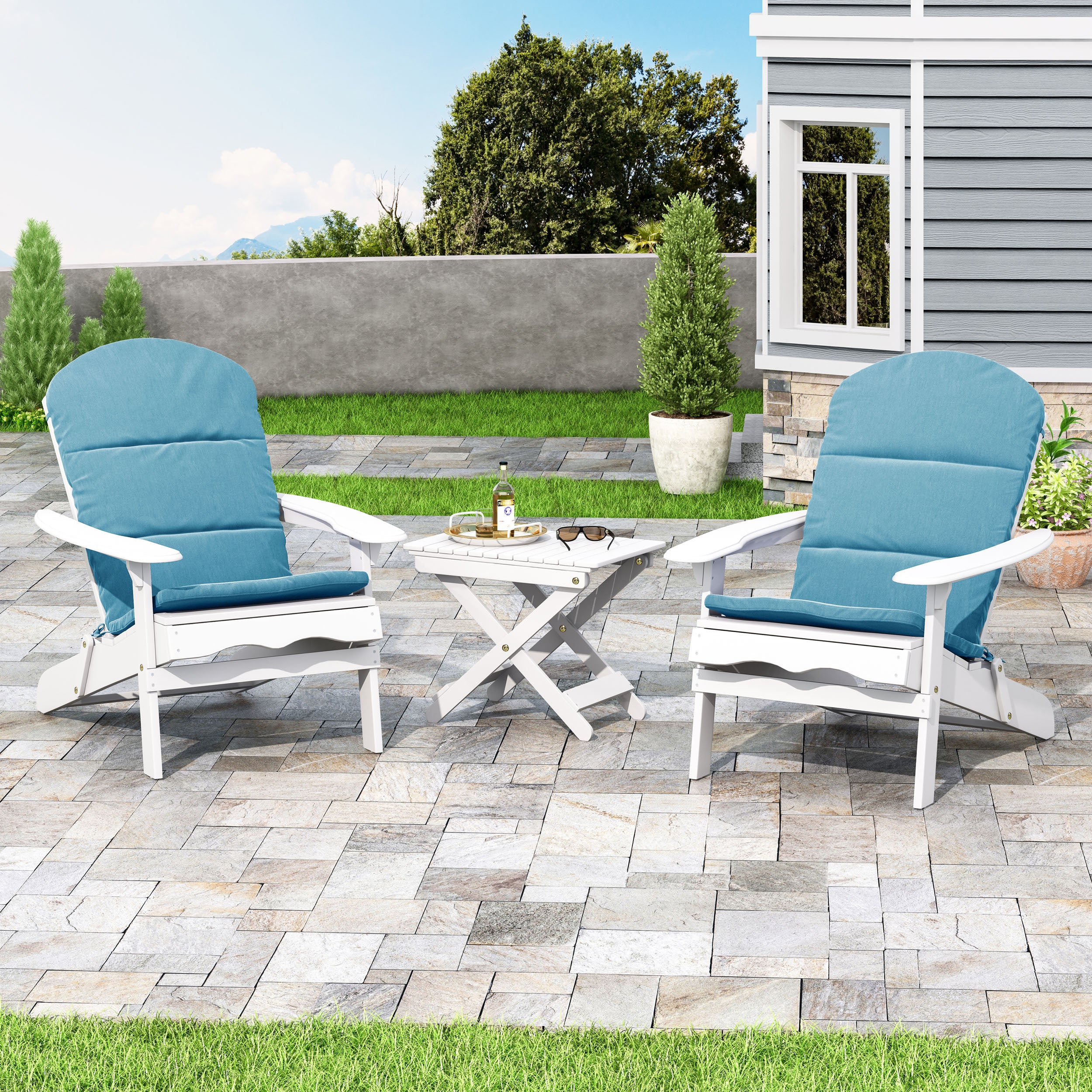 Reed Outdoor 2 Seater Acacia Wood Chat Set with Water Resistant Cushions - furnishings
