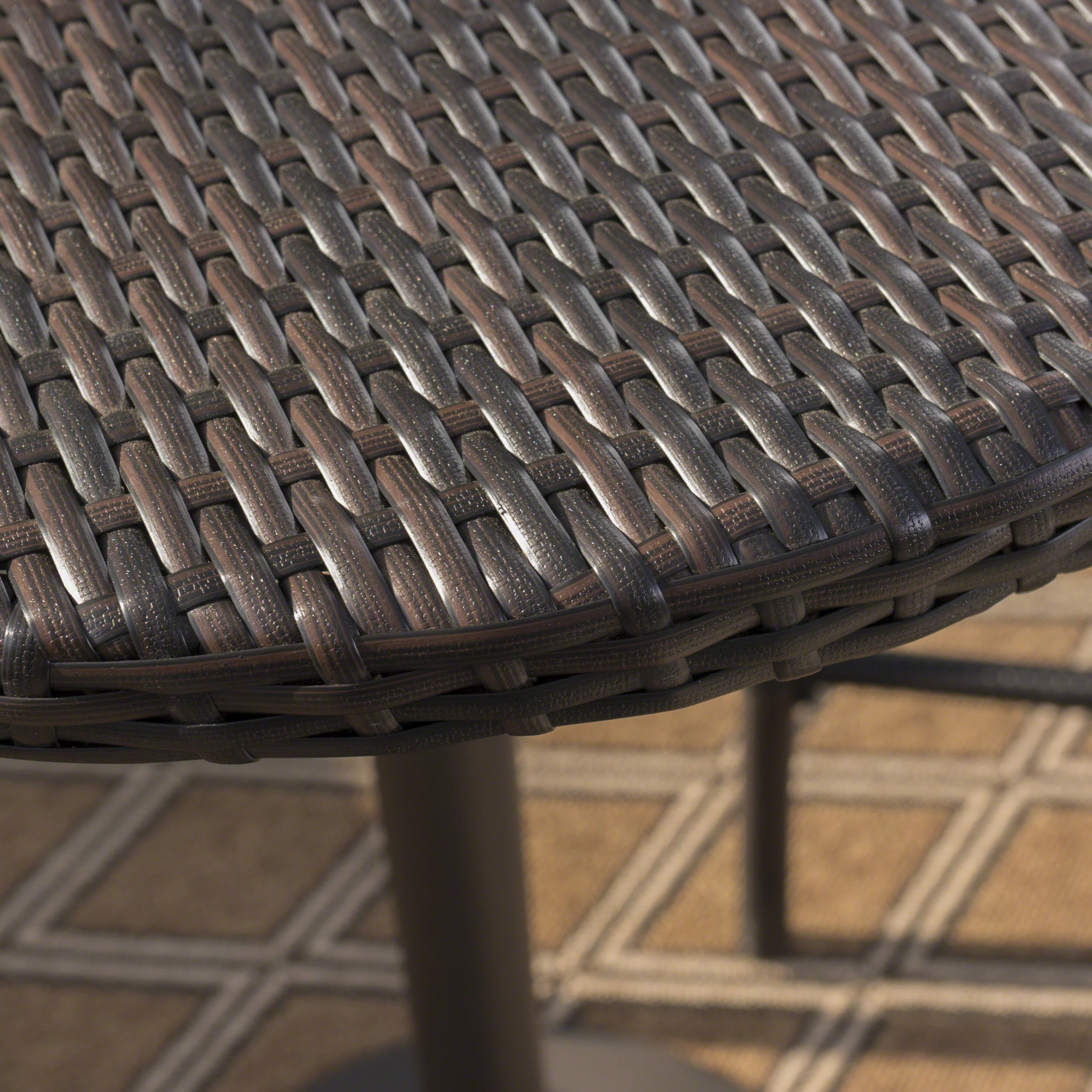 Burrough Outdoor 3 Piece Round Multi-brown Wicker Bar Set - furnishings