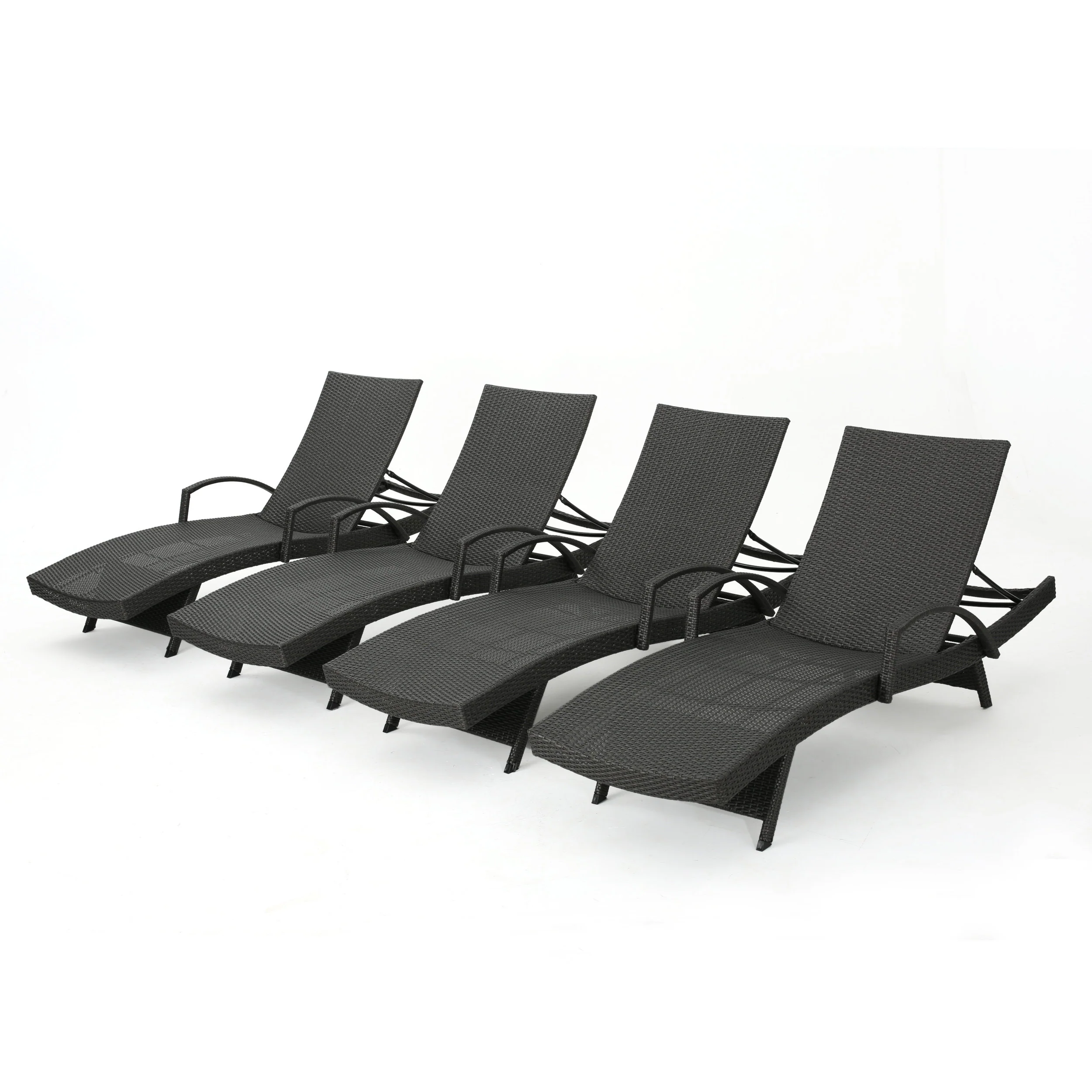 Soleil Outdoor Gray Wicker Arm Chaise Lounges - furnishings