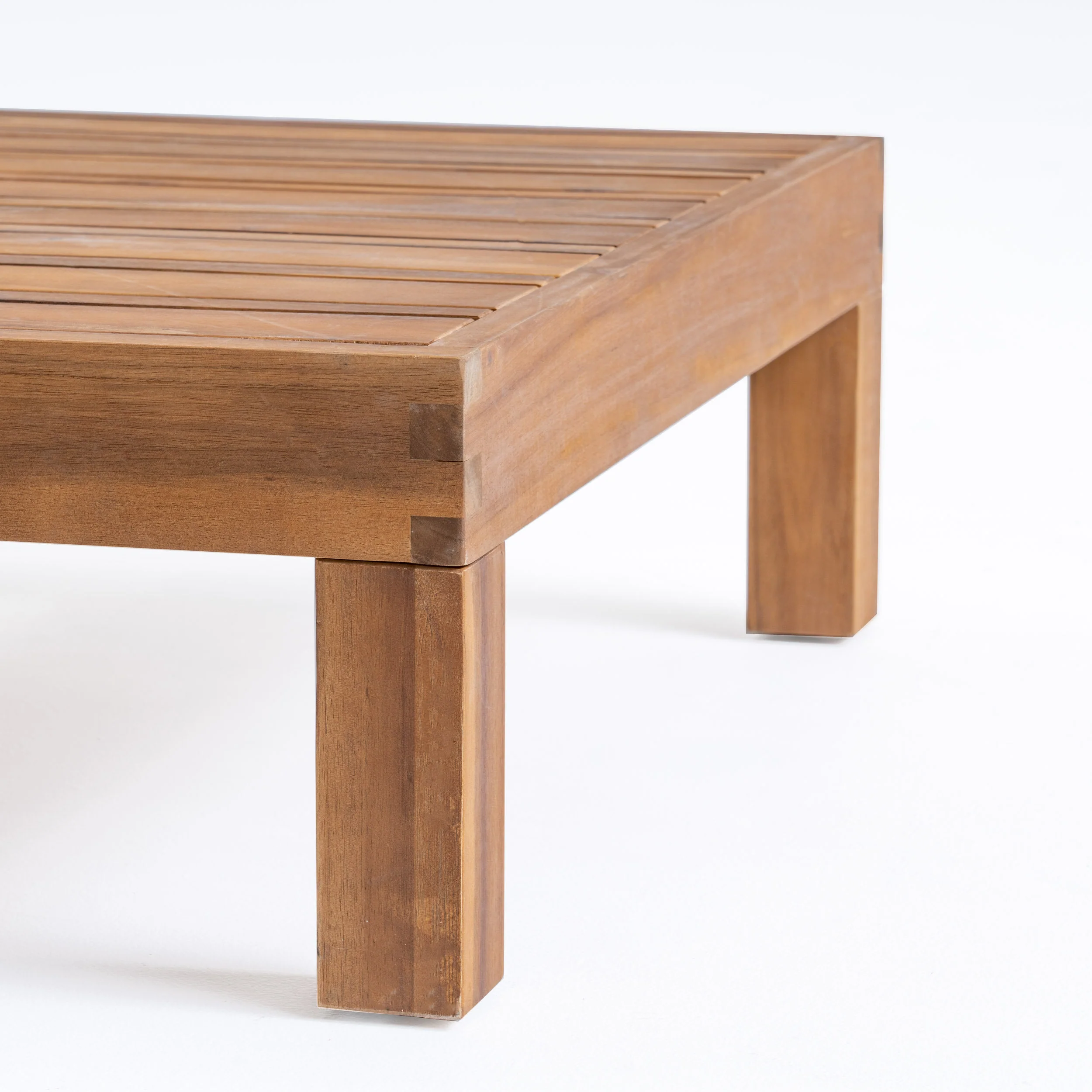 Keith Outdoor Acacia Wood Right Arm Loveseat and Coffee Table Set with Cushion - furnishings