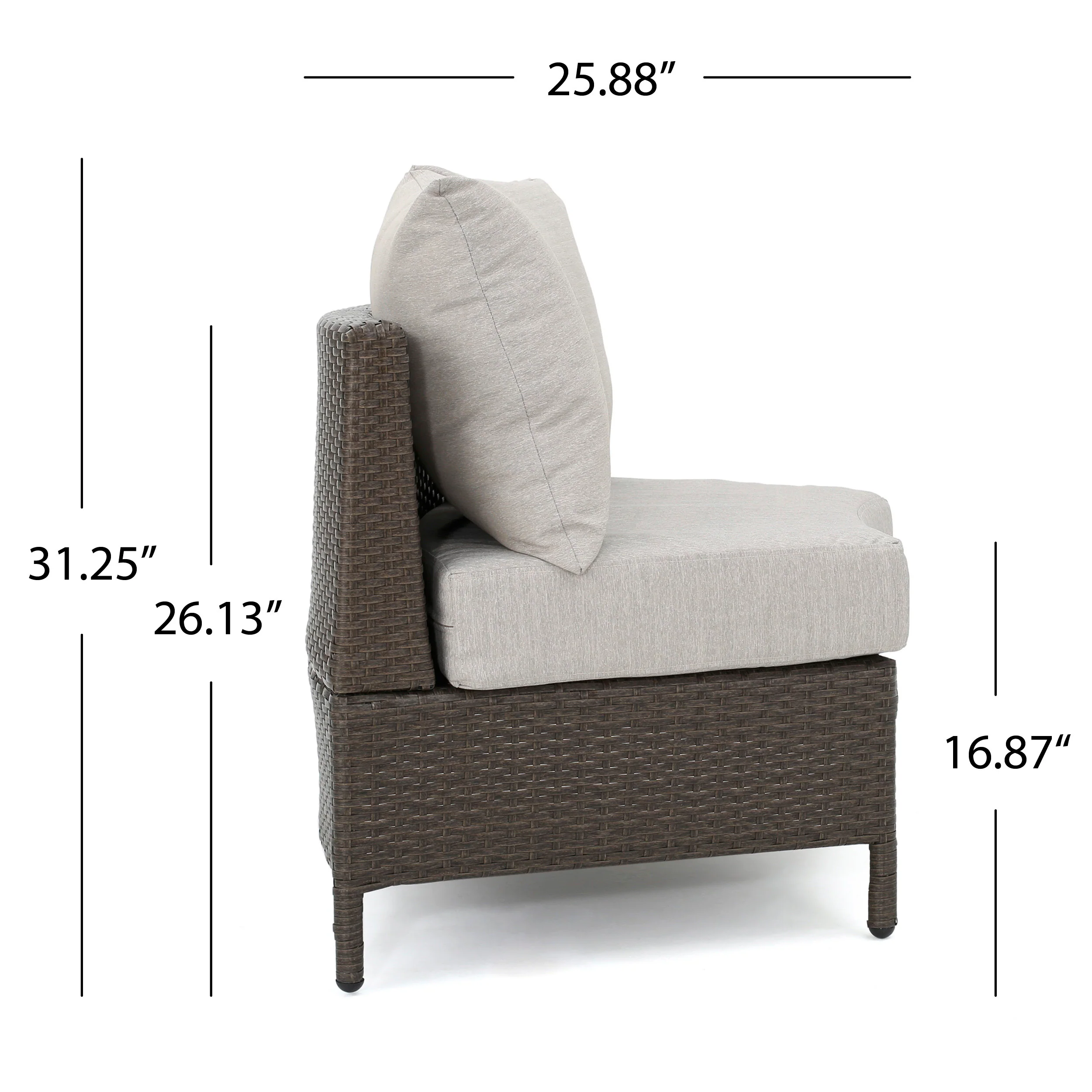 Harper Outdoor Wicker Curved Loveseat Sectional with Cushions - furnishings