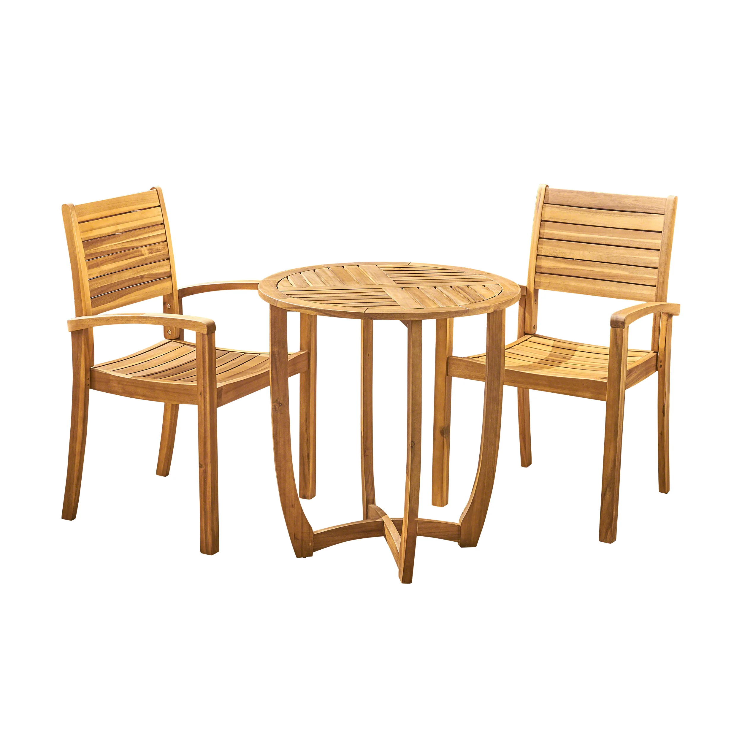 Cathy Outdoor 2-Seater Acacia Wood Bistro Set - furnishings