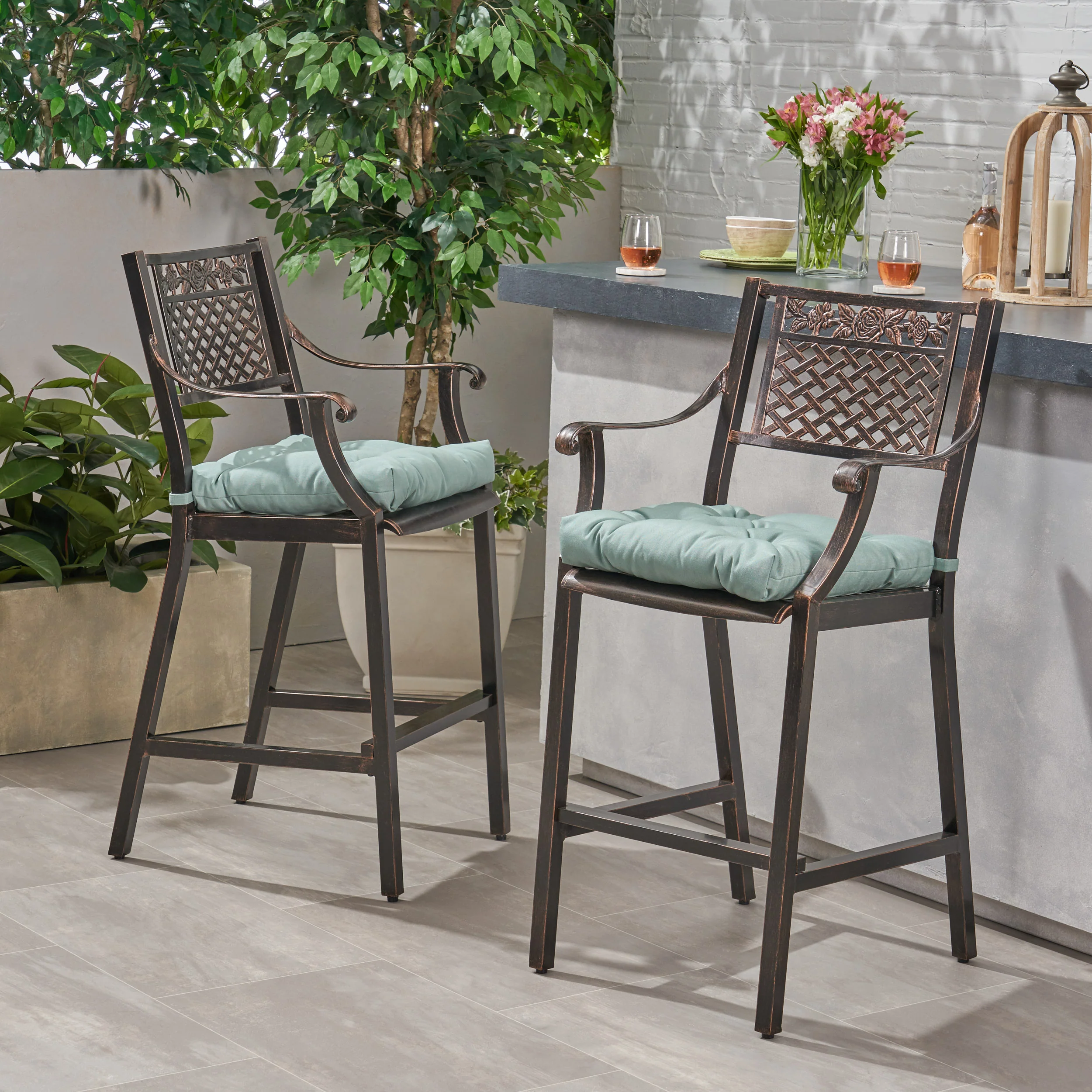 Vista Outdoor Barstool with Cushion (Set of 2) - furnishings