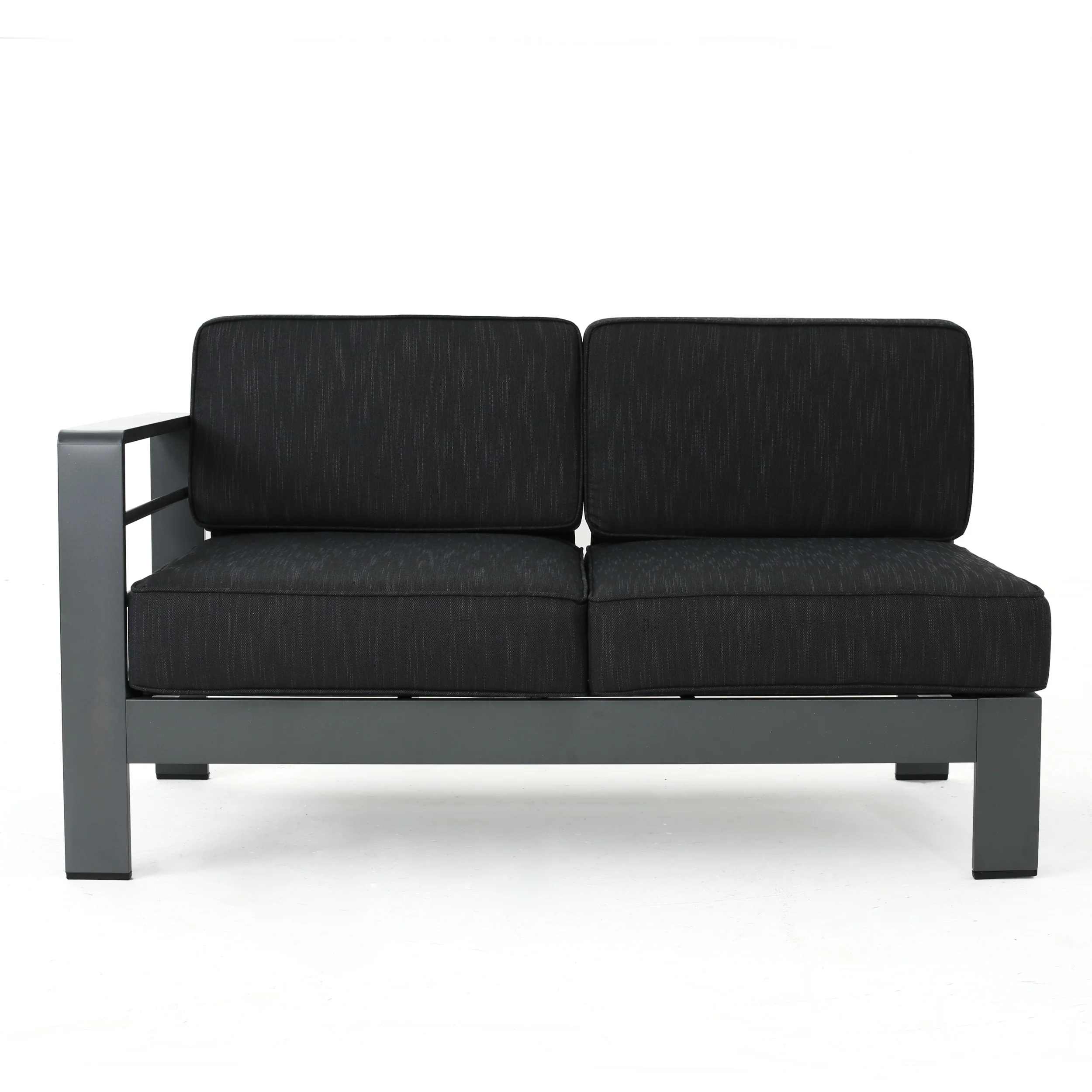 Coral Bay Outdoor Gray Aluminum 4 Piece V-Shape Sectional Sofa Set - furnishings