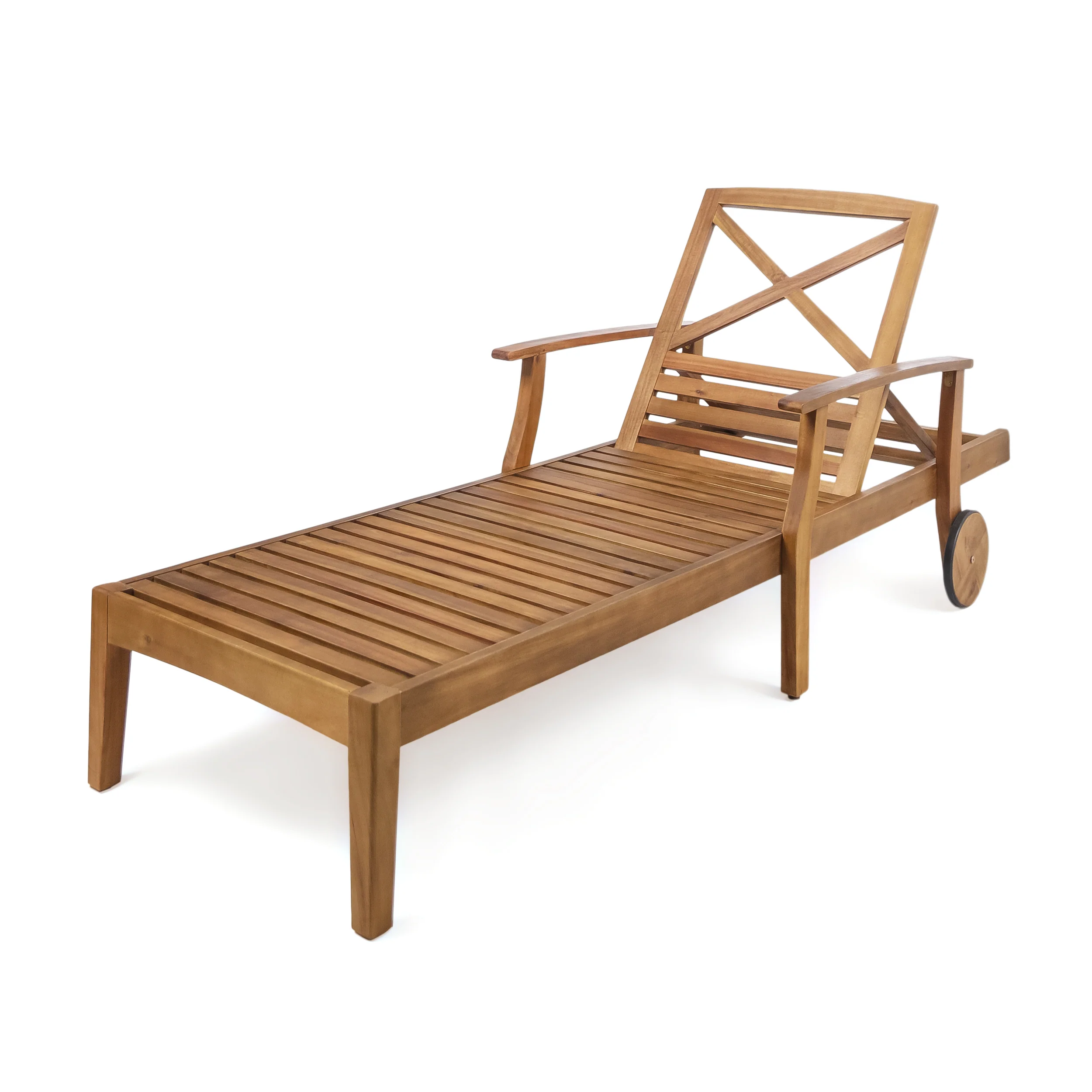 Thalia Outdoor Teak Finished Acacia Wood Chaise Lounge - furnishings