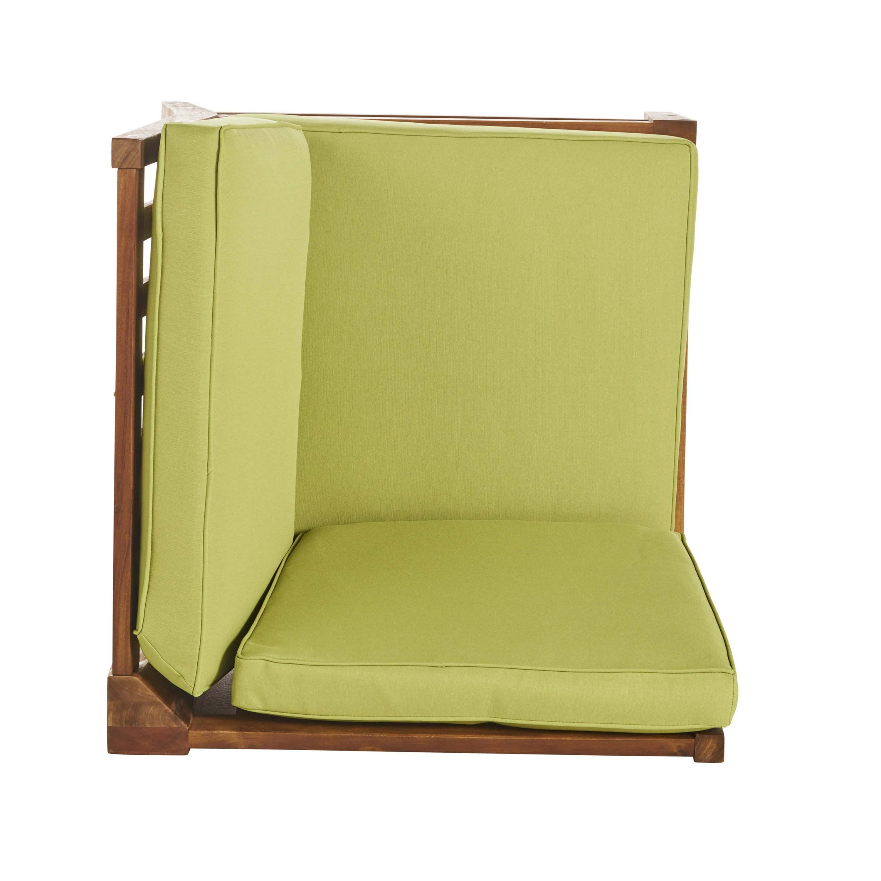 Nyeemah Outdoor 6 Seater Acacia Wood Sofa Set with Square Fire Table and Tank - furnishings