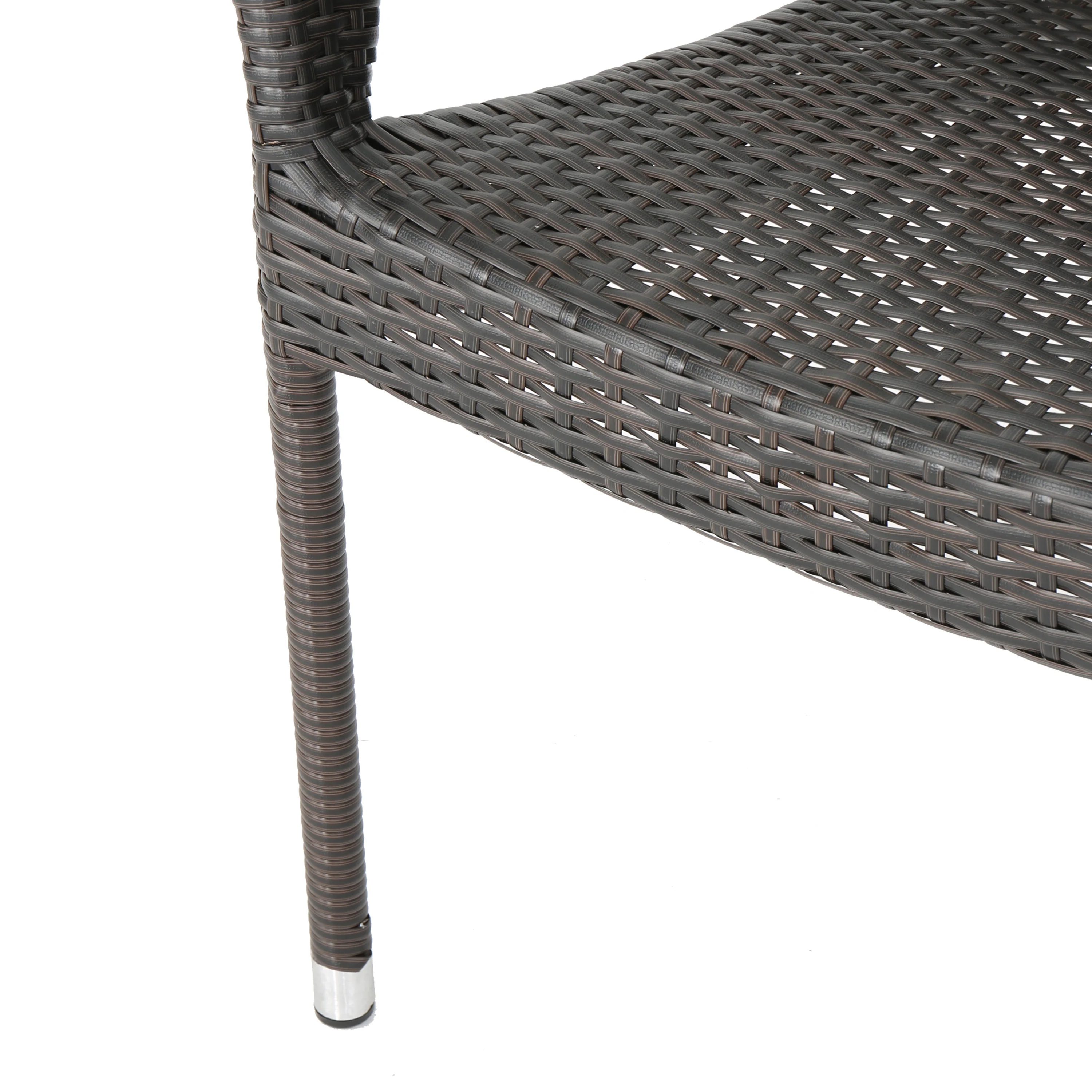 Miranda Outdoor Mix Mocha Wicker Stacking Dining Chairs (Set of 4) - furnishings