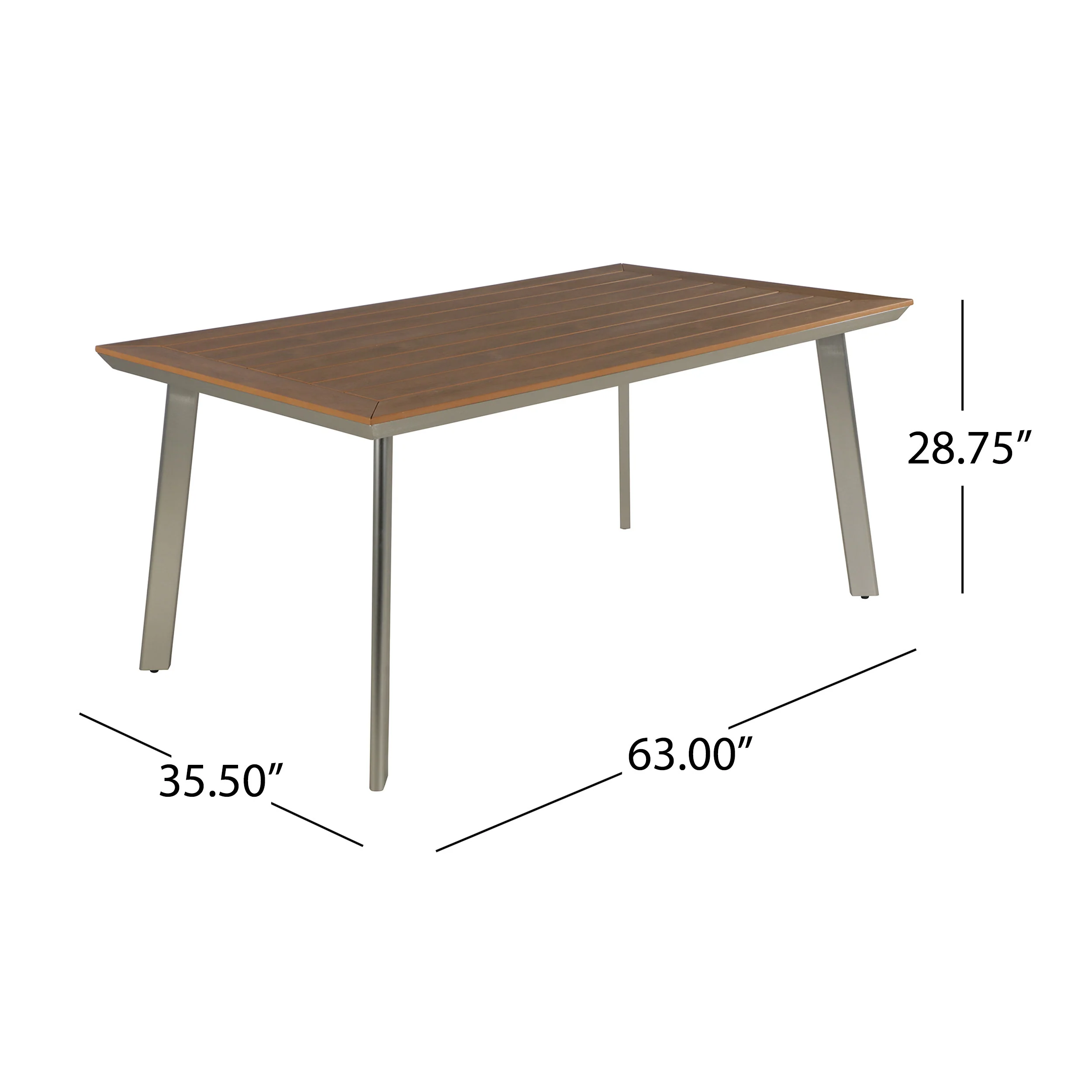 Able Outdoor Aluminum Dining Table with Faux Wood Table Top - furnishings