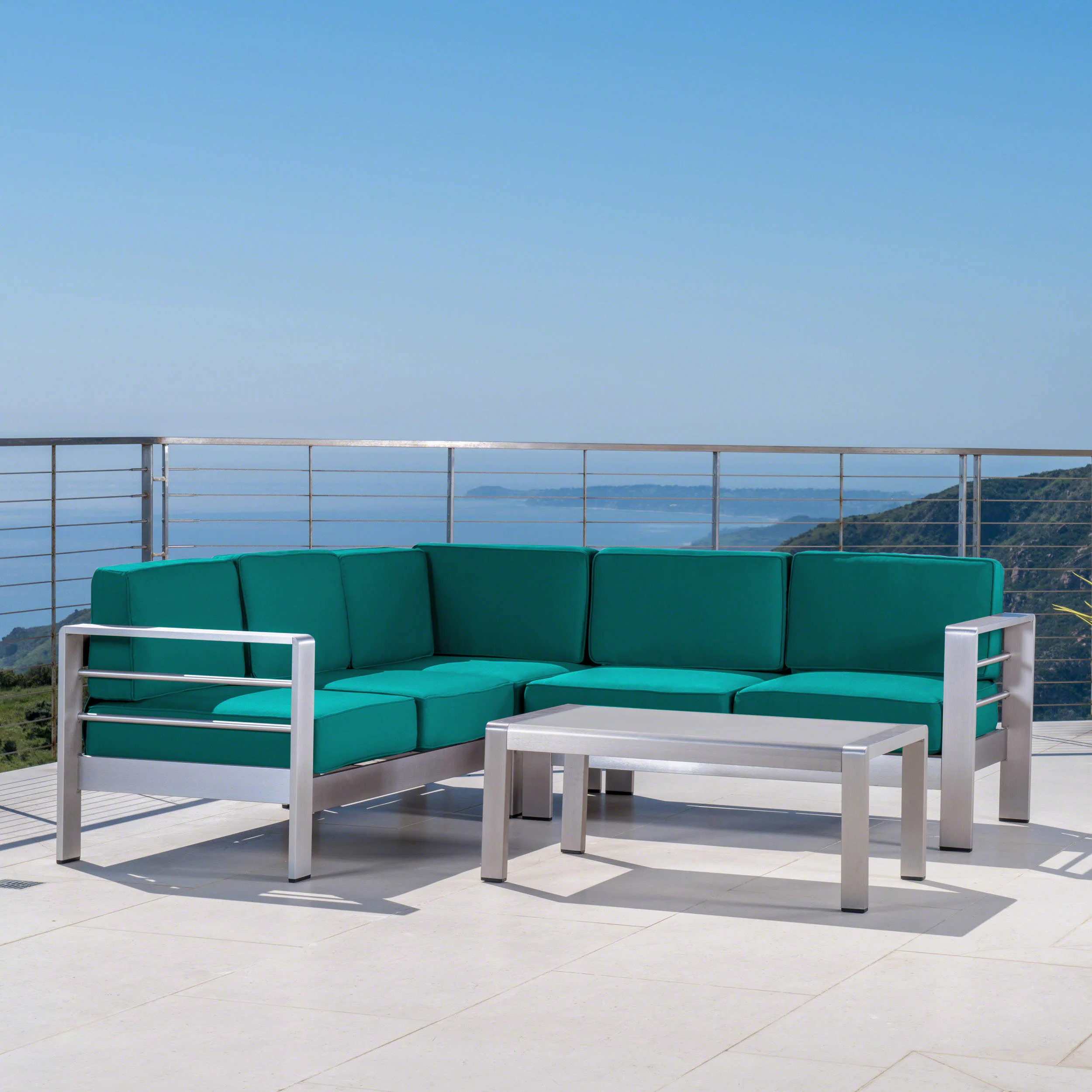 Danae Coral Outdoor Aluminum 5 Seater Sectional Sofa Set - furnishings