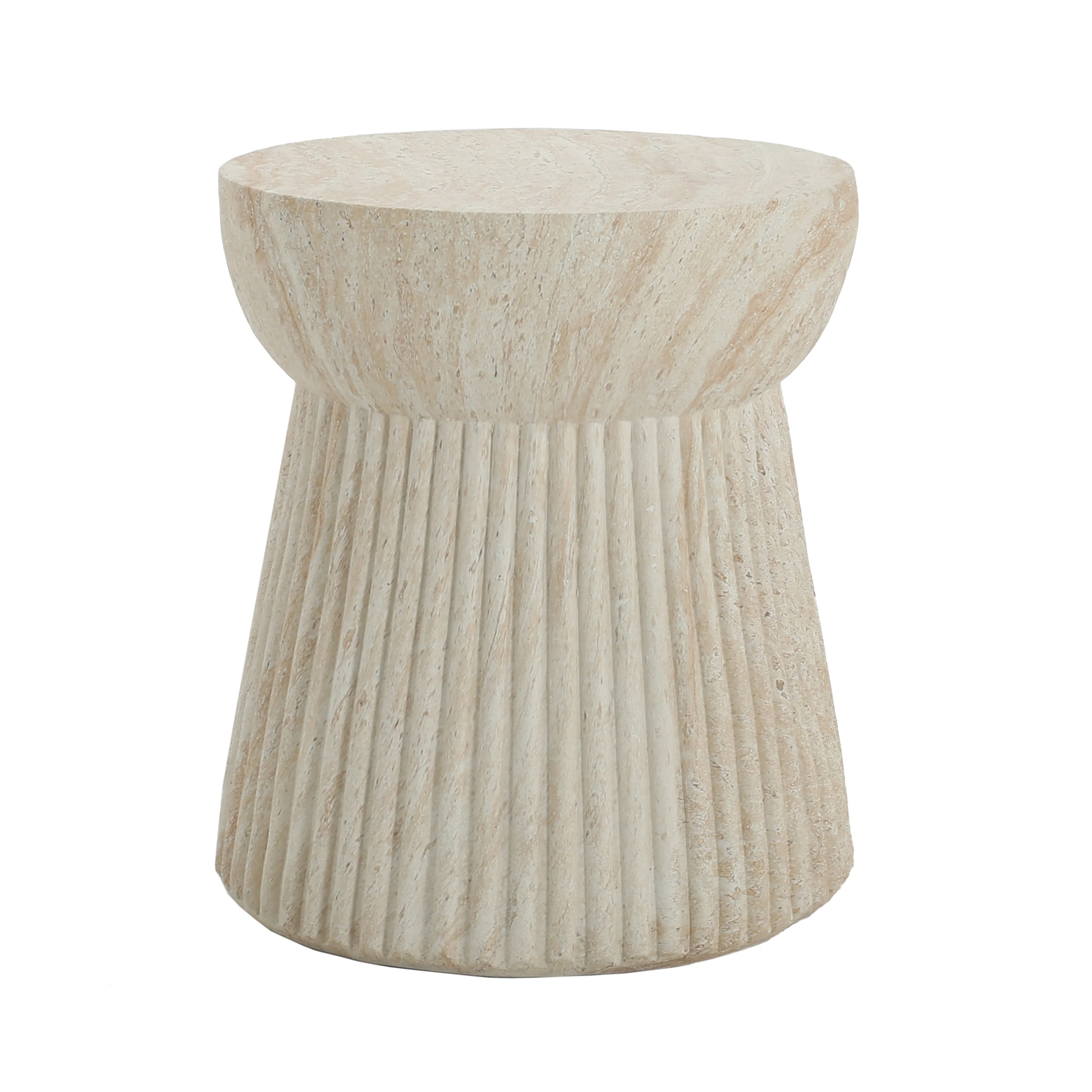 Isoldee Travertine Concrete Side Table - furnishings