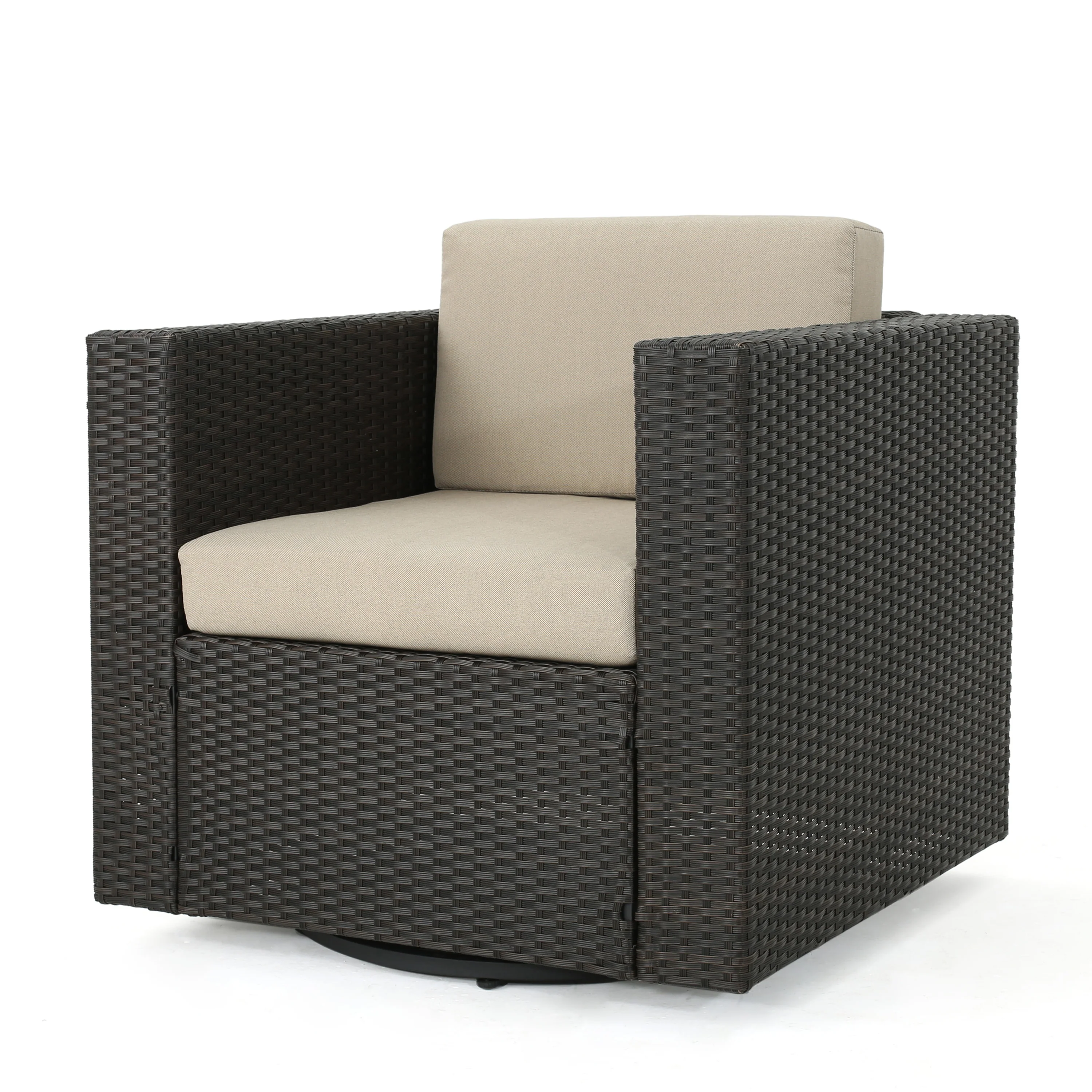 Venice Outdoor 5 Piece Chat Set with Dark Brown Chairs with Fire Pit - furnishings