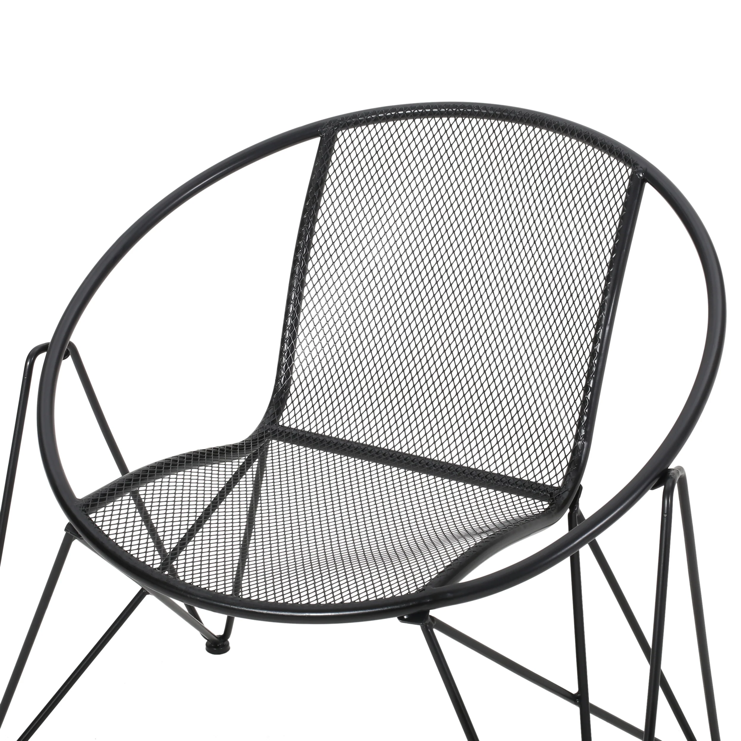 Ariella Modern Outdoor Iron Chat Set with Side Table - furnishings