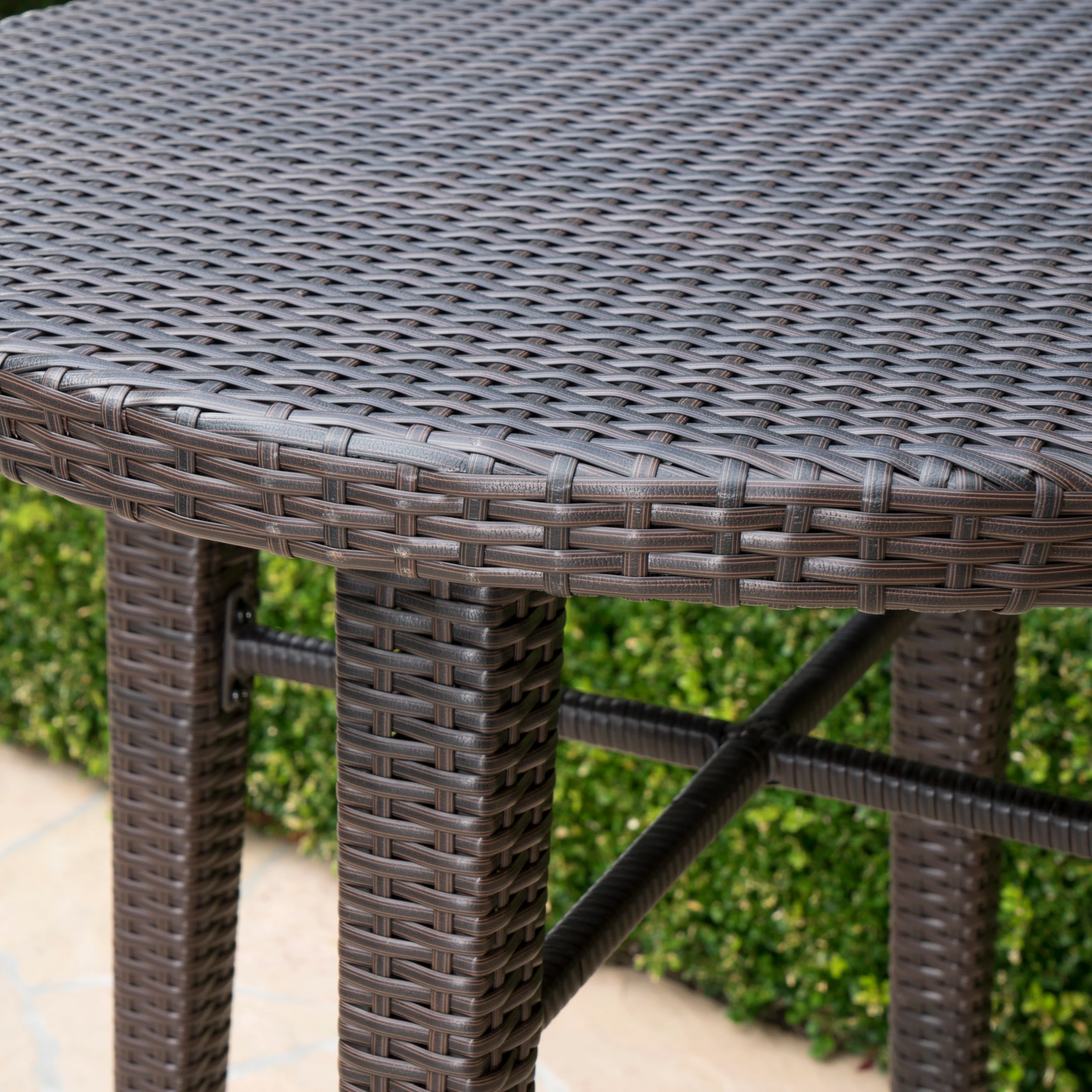 Dom Outdoor 32.5 Inch Round Multi-brown Wicker Bar Table - furnishings