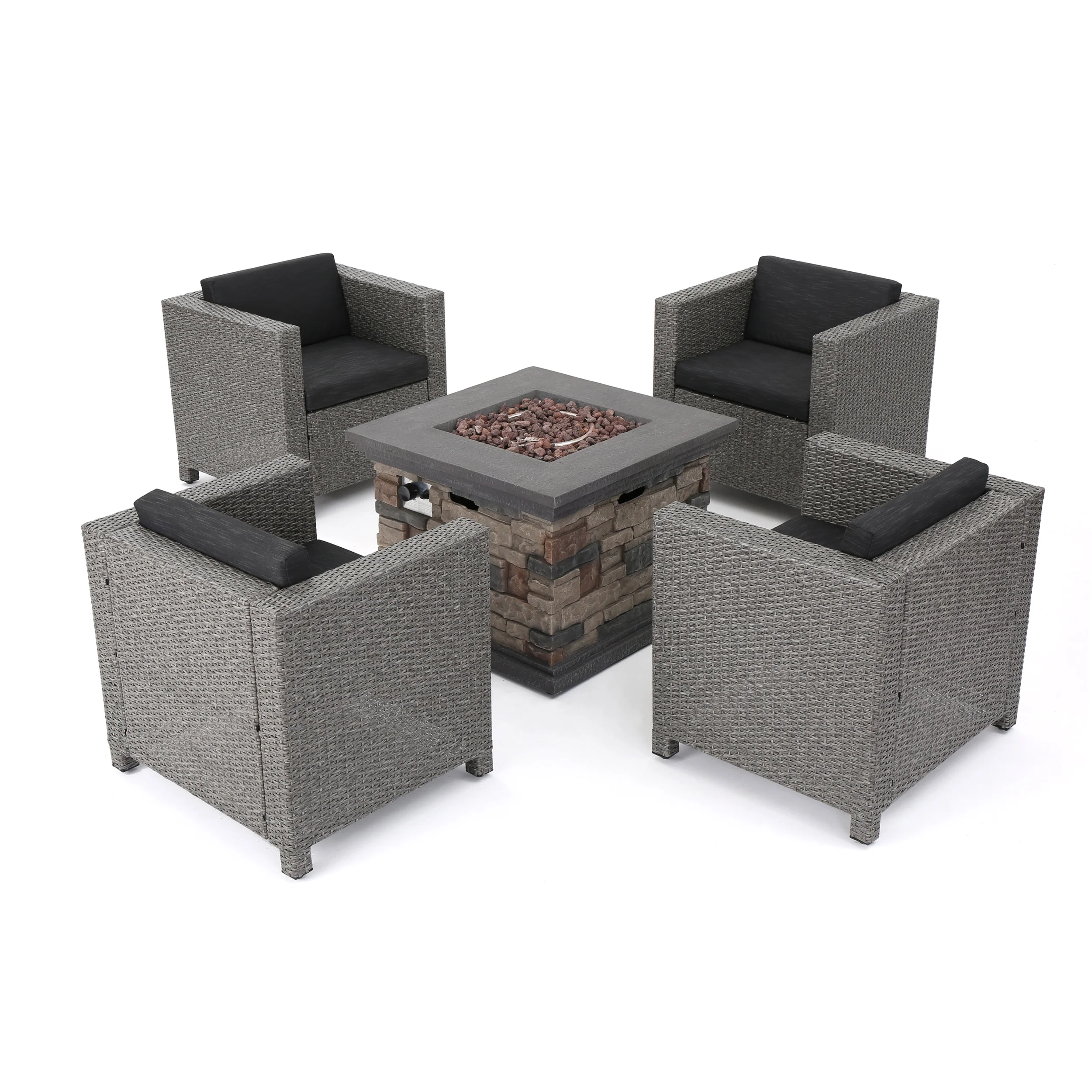 Venice 4-Seater Outdoor Fire Pit Chat Set - furnishings