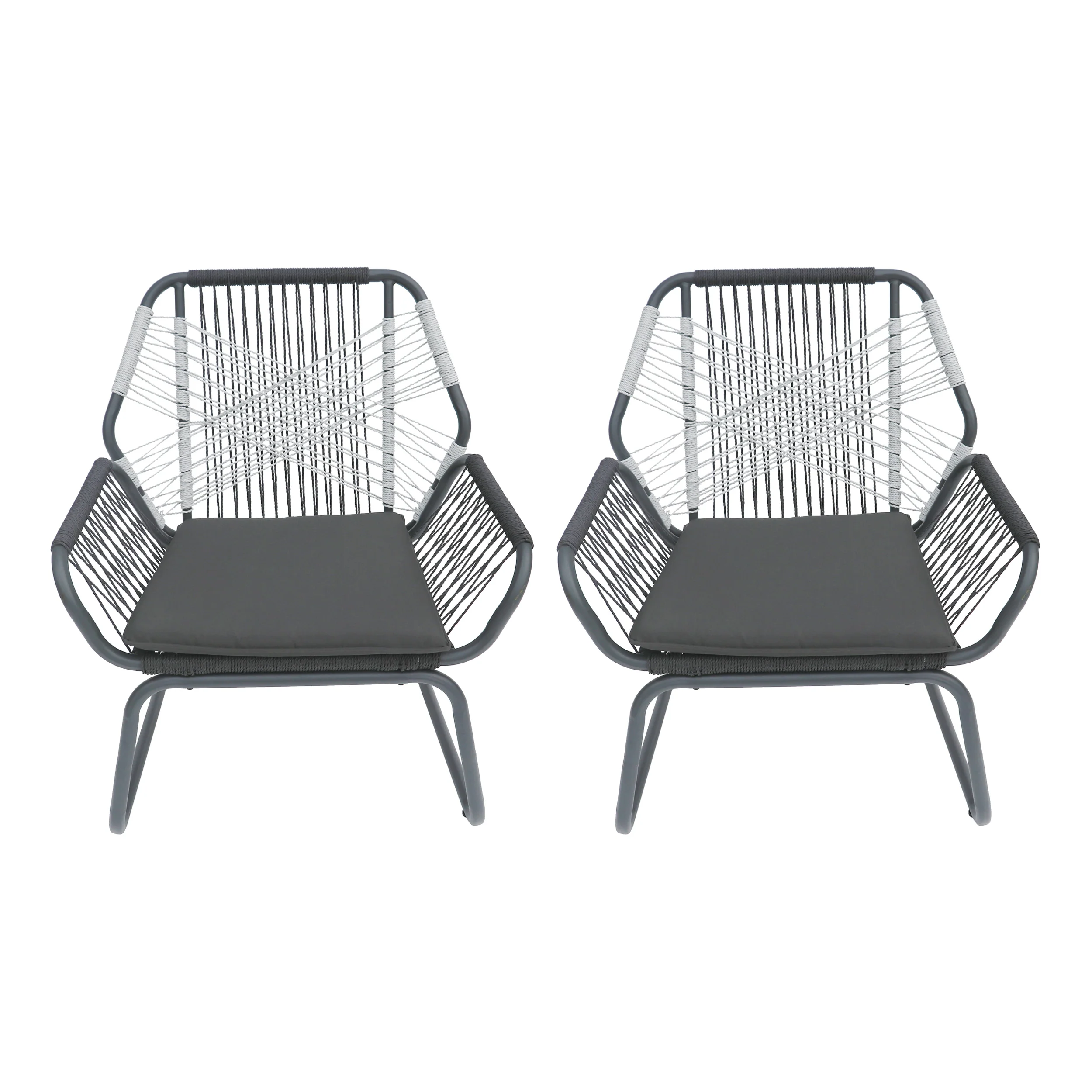 Gloria Outdoor Rope and Steel Club Chairs (Set of 2) - furnishings