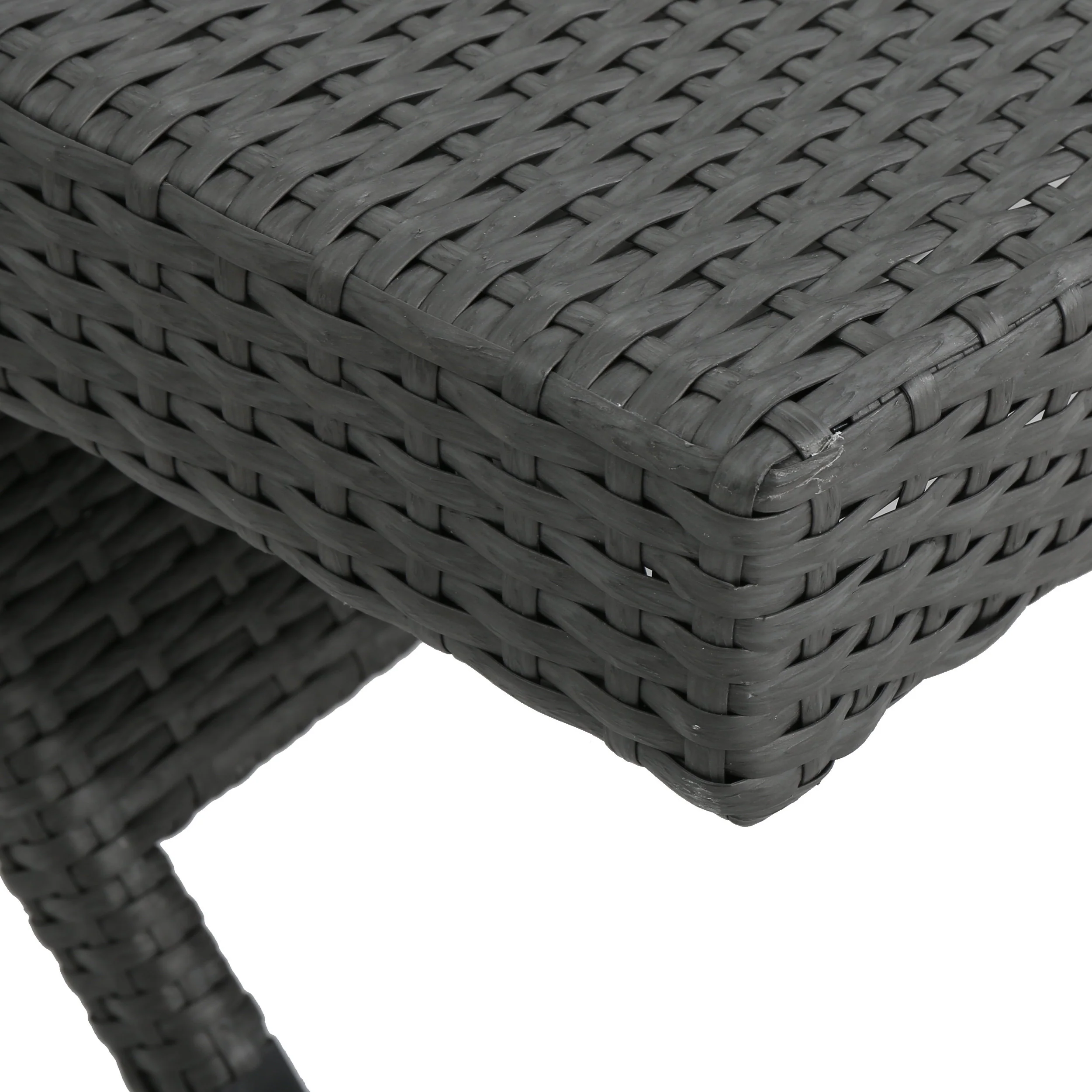 Lakeport Outdoor 3 Piece Grey Wicker Chaise Lounge Set with Table - furnishings