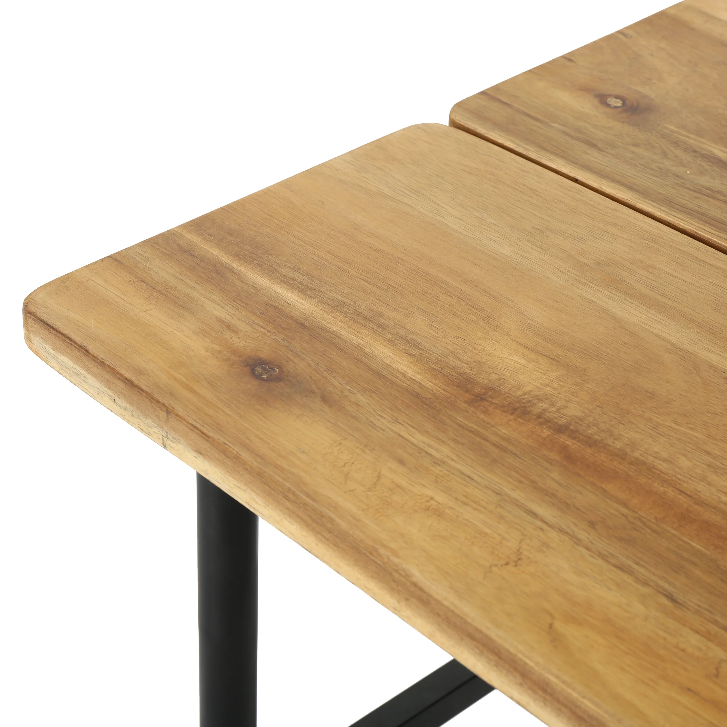 Ellaria Rustic Industrial Acacia Wood Accent Table with Metal Frame, Teak and Black - furnishings