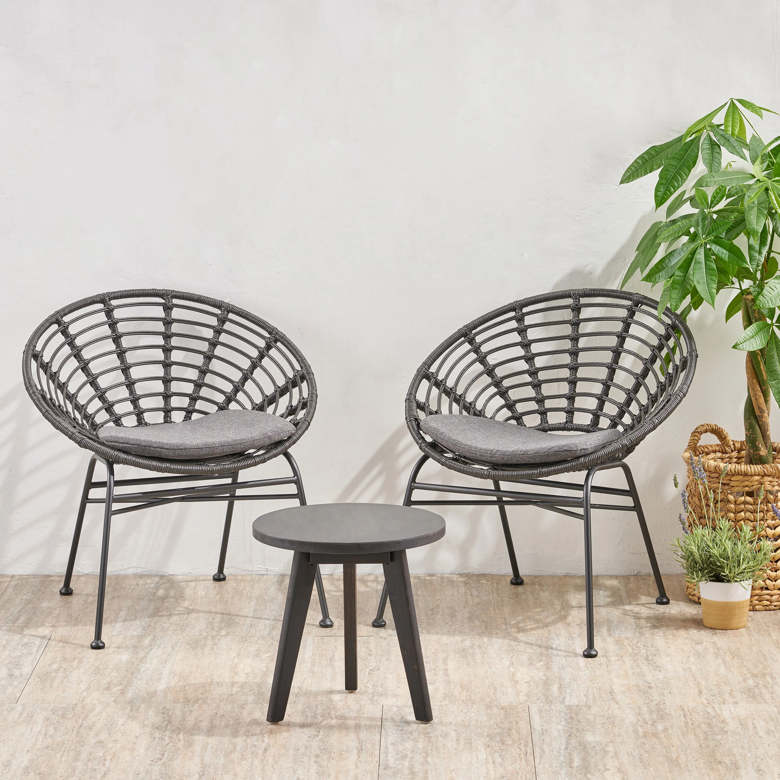 Mignon Outdoor 2 Seater Acacia Wood Chat Set - furnishings