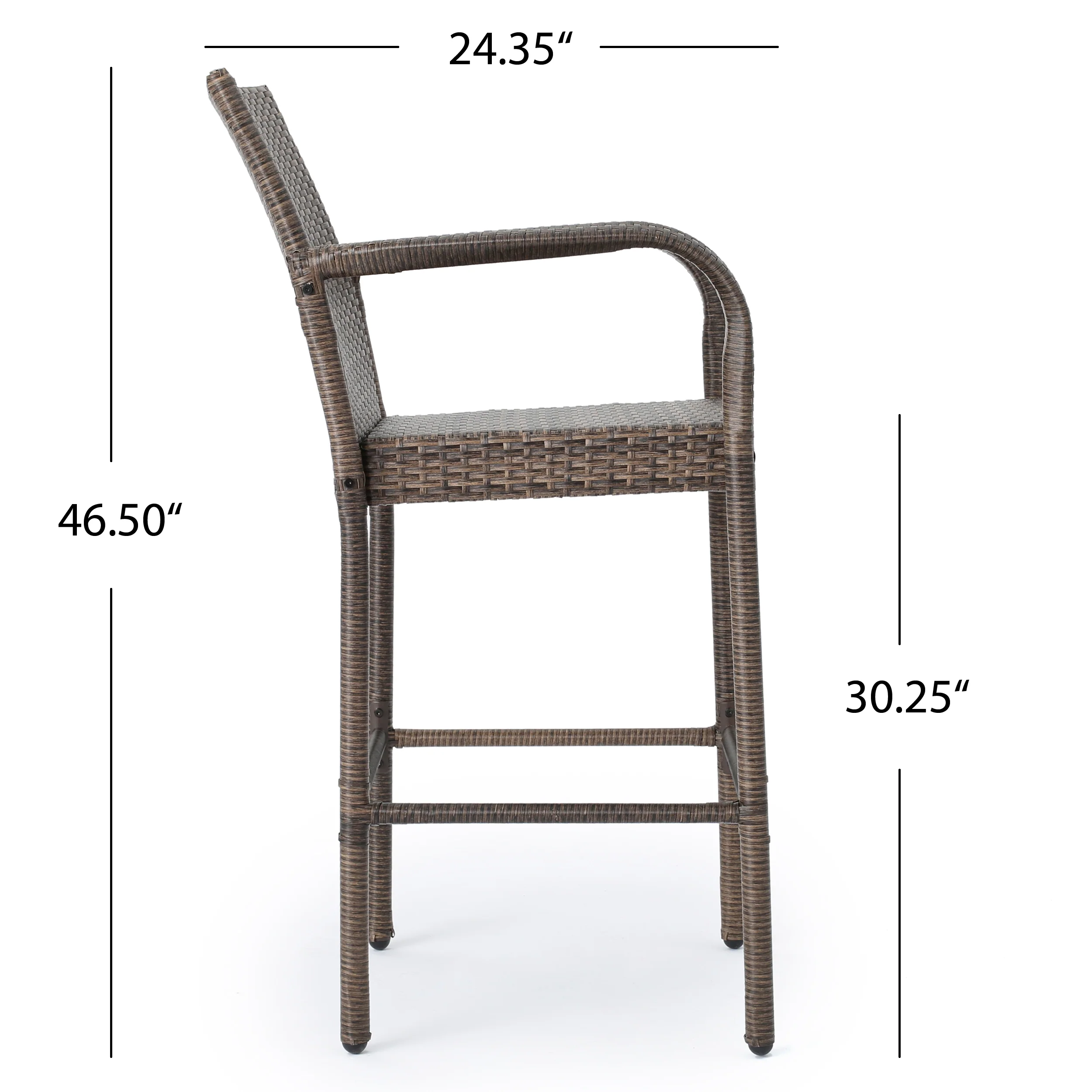 Conquista 30-Inch Outdoor Mix Mocha Wicker Barstool - furnishings