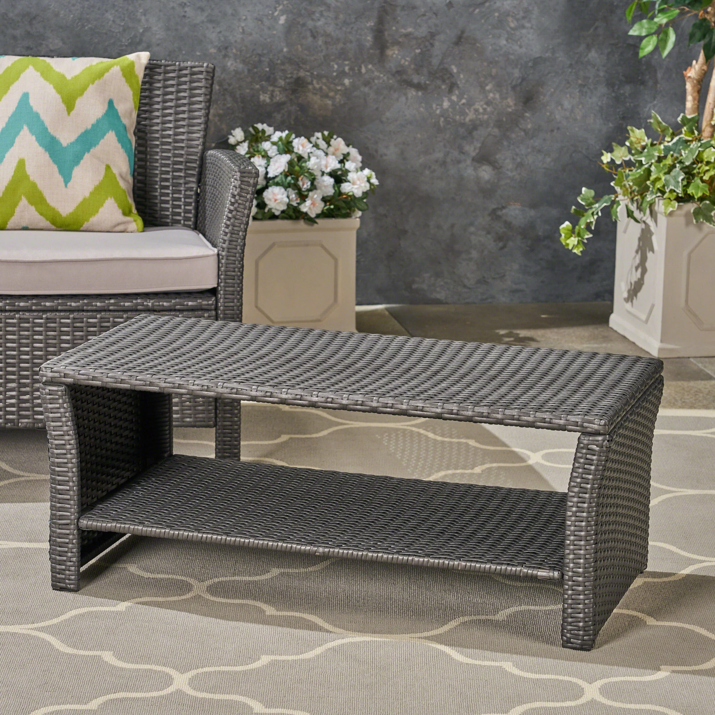 Justin Outdoor Wicker Coffee Table - furnishings