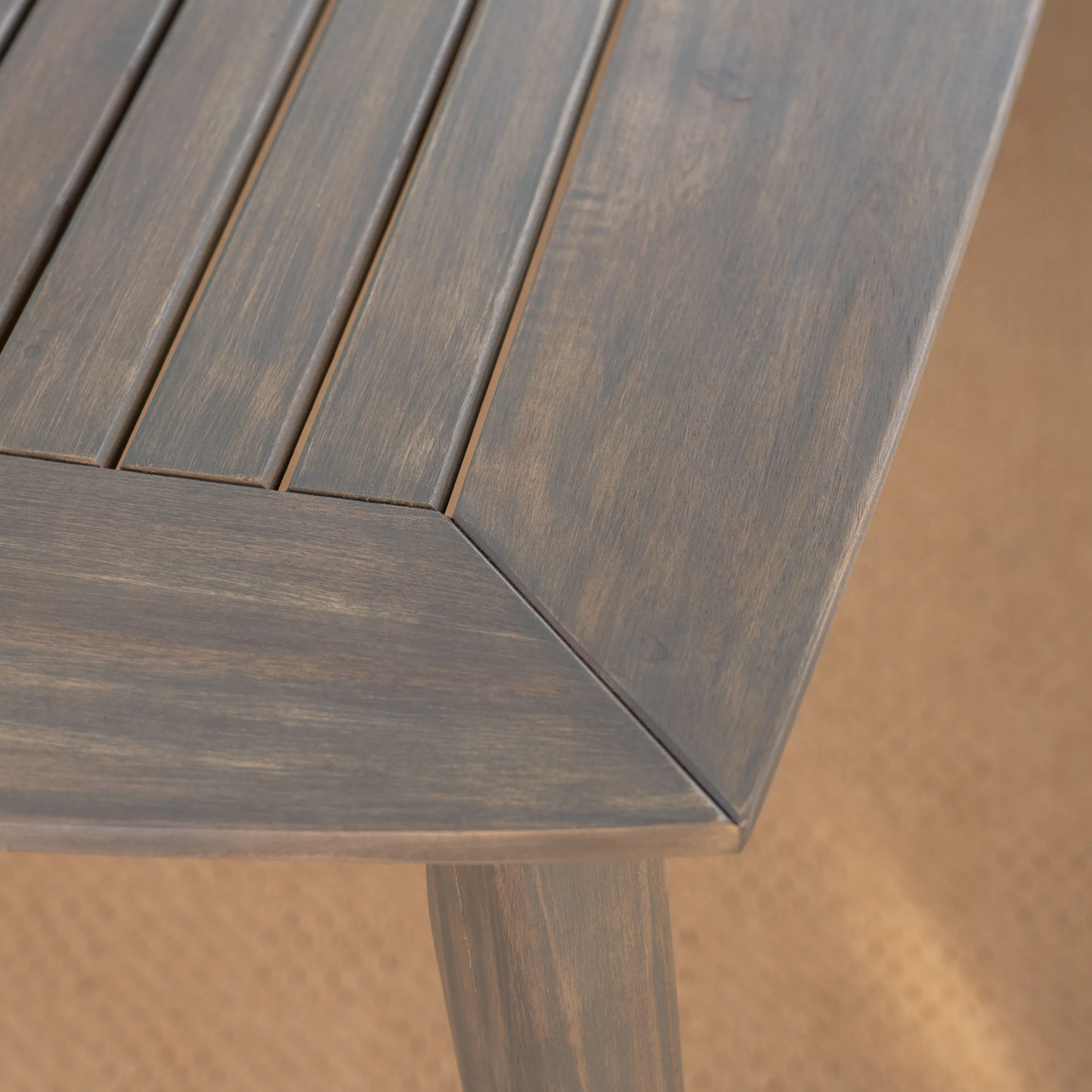 Fred Outdoor Acacia Wood Rectangular Dining Table, Gray - furnishings