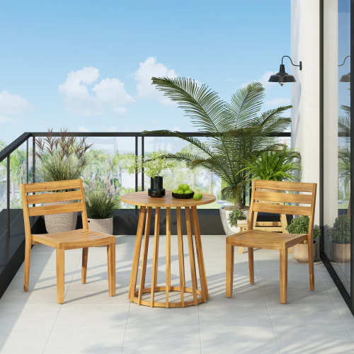Thaner Teak Acacia Wood Outdoor Patio Dining Side Chairs, Set of 2 - furnishings