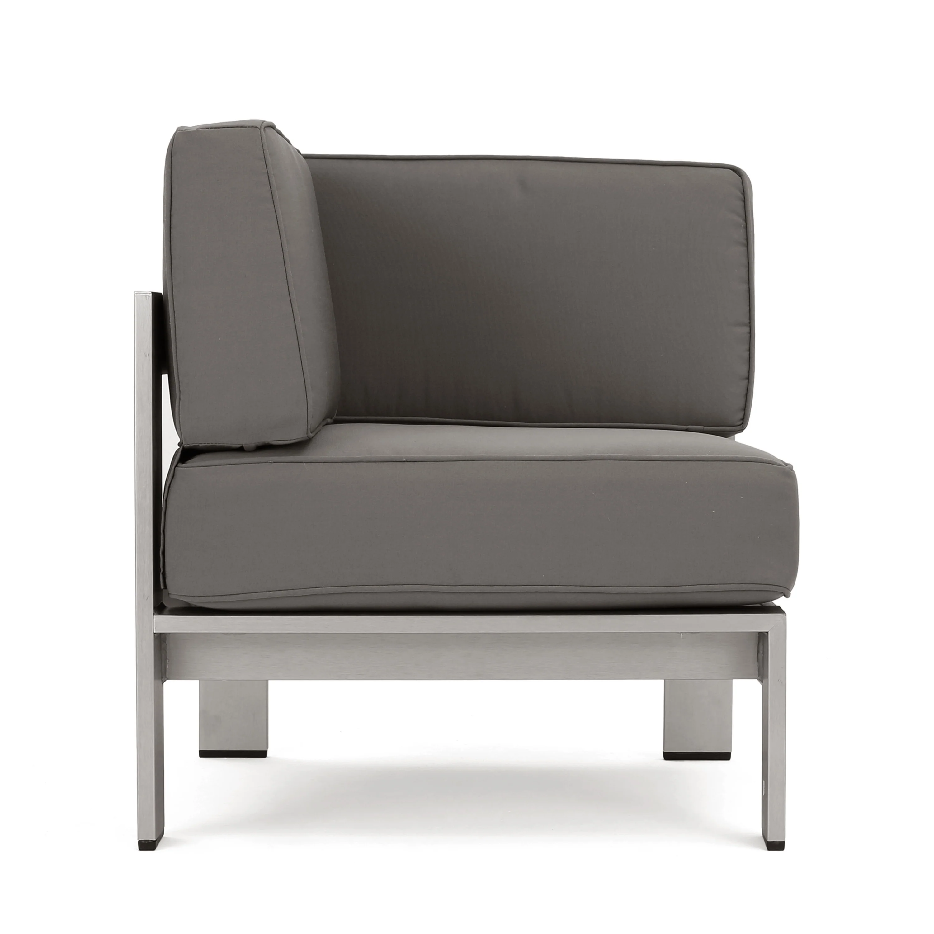 Denise Outdoor 9 Seater Aluminum U-Shaped Sofa Sectional and Fire Pit Set - furnishings