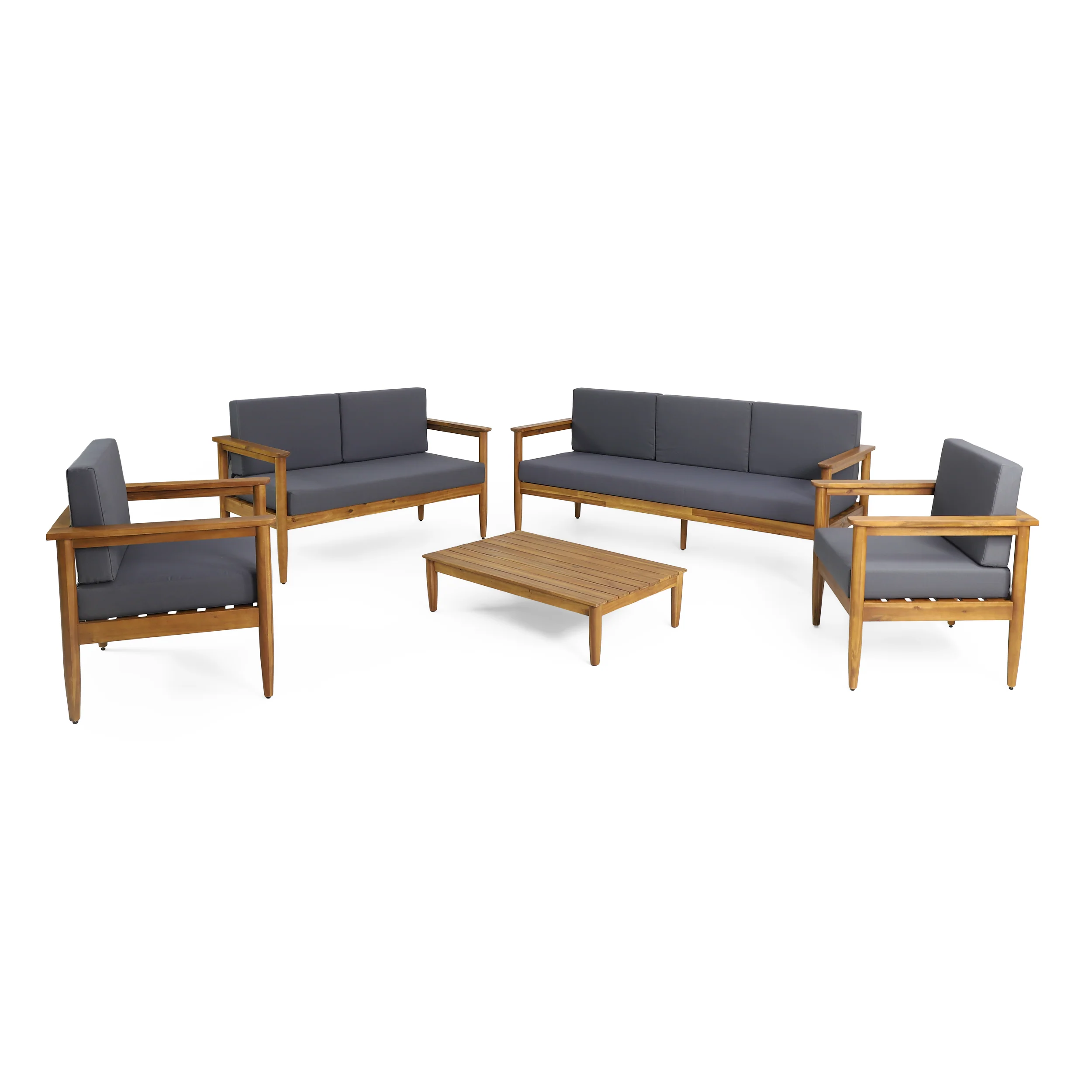Plumb Outdoor Acacia Wood 7 Seater Chat Set - furnishings