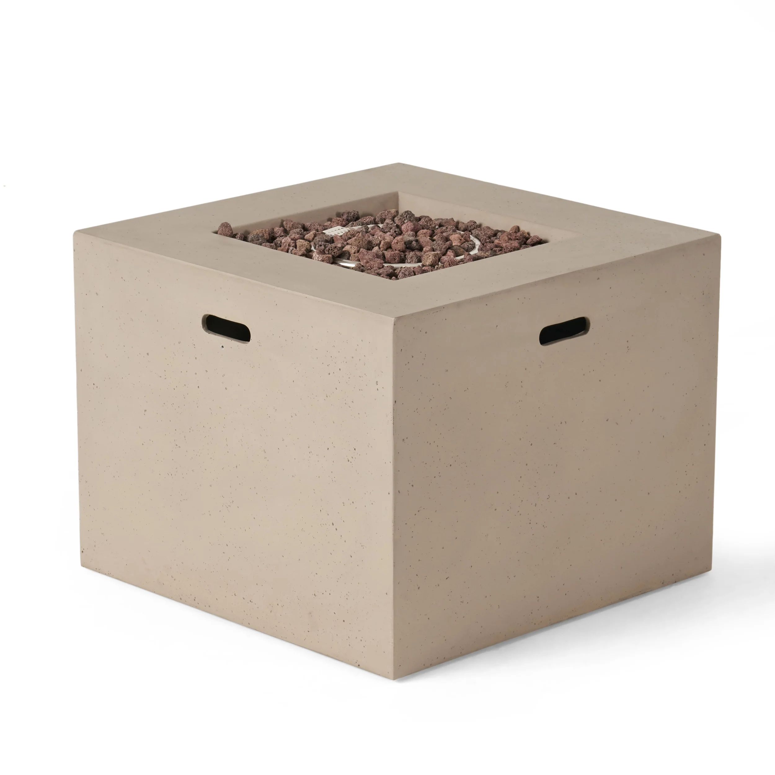 Carry Outdoor 5 Piece Wood and Wicker Club Chairs and Fire Pit Set - furnishings